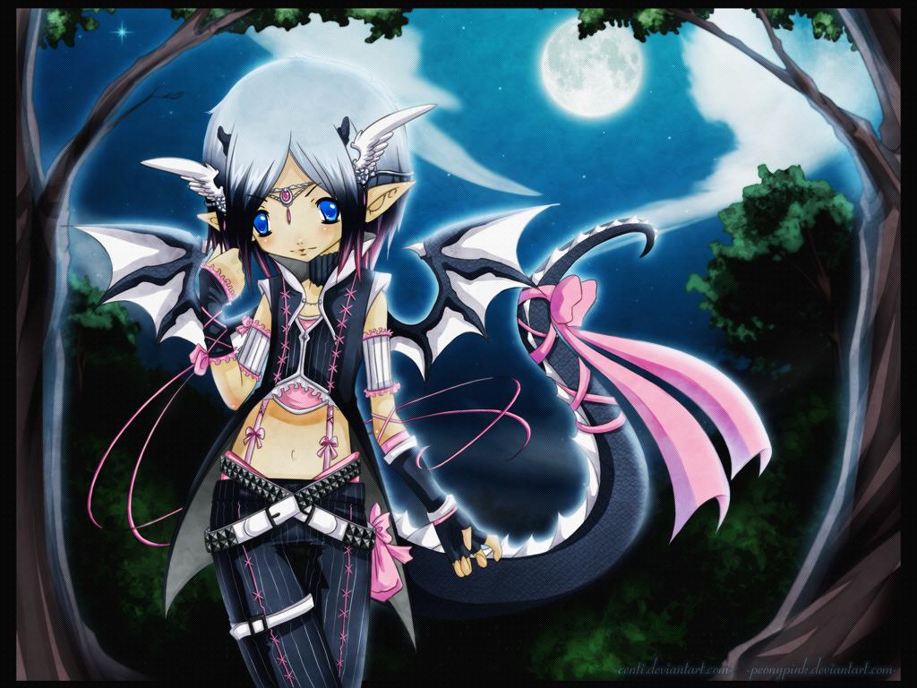 1024x768 Cute Anime Girl Baby Dragon .