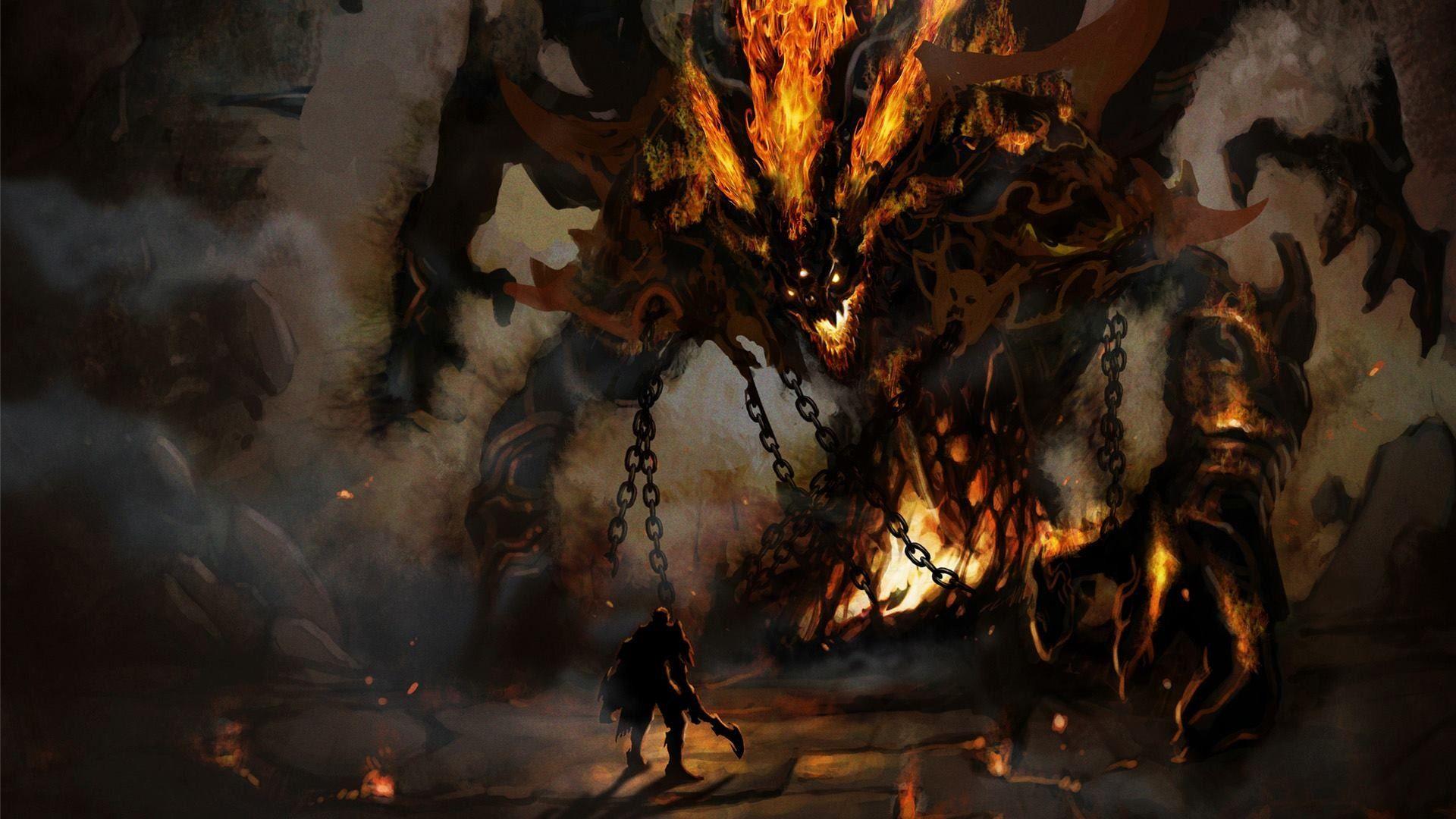 1920x1080 #magic, #The Lord of the Rings, #Gandalf, #fantasy art, #Balrog, wallpaper