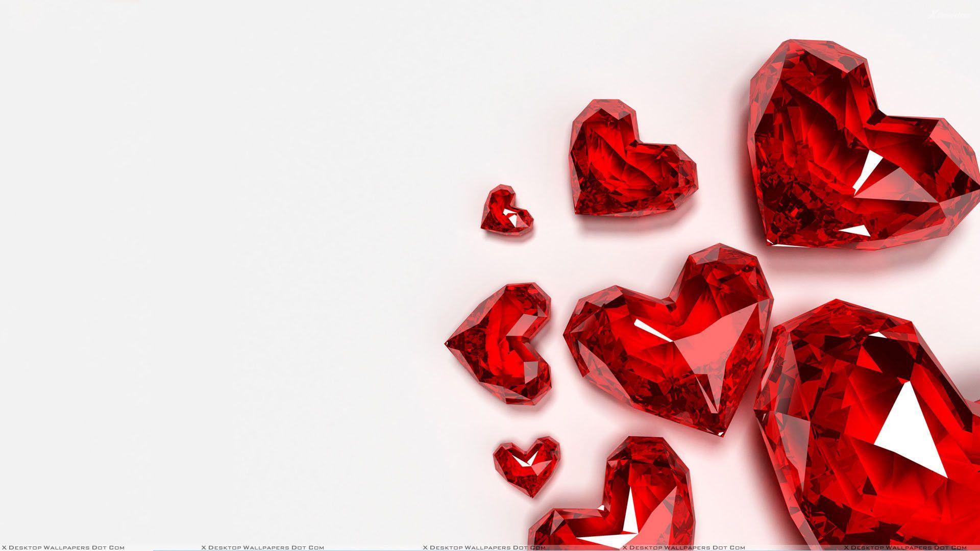 1920x1080 White Background Red Hearts Wallpaper