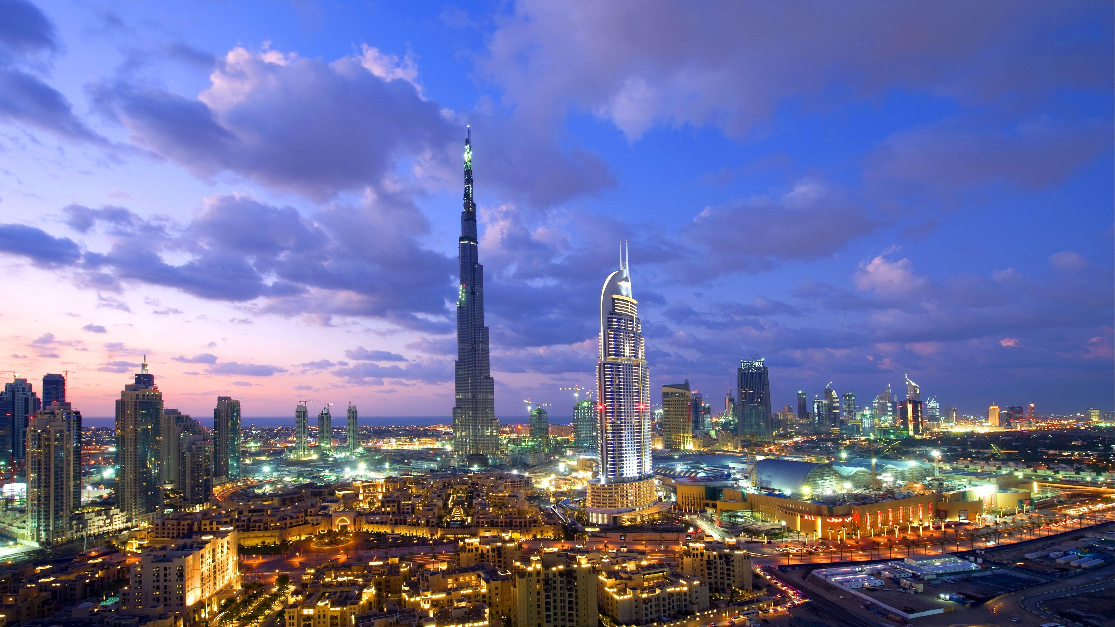 3840x2160 Wallpaper 4k dubai, building, view from the top, view, city lights 4k Building, Dubai, view from