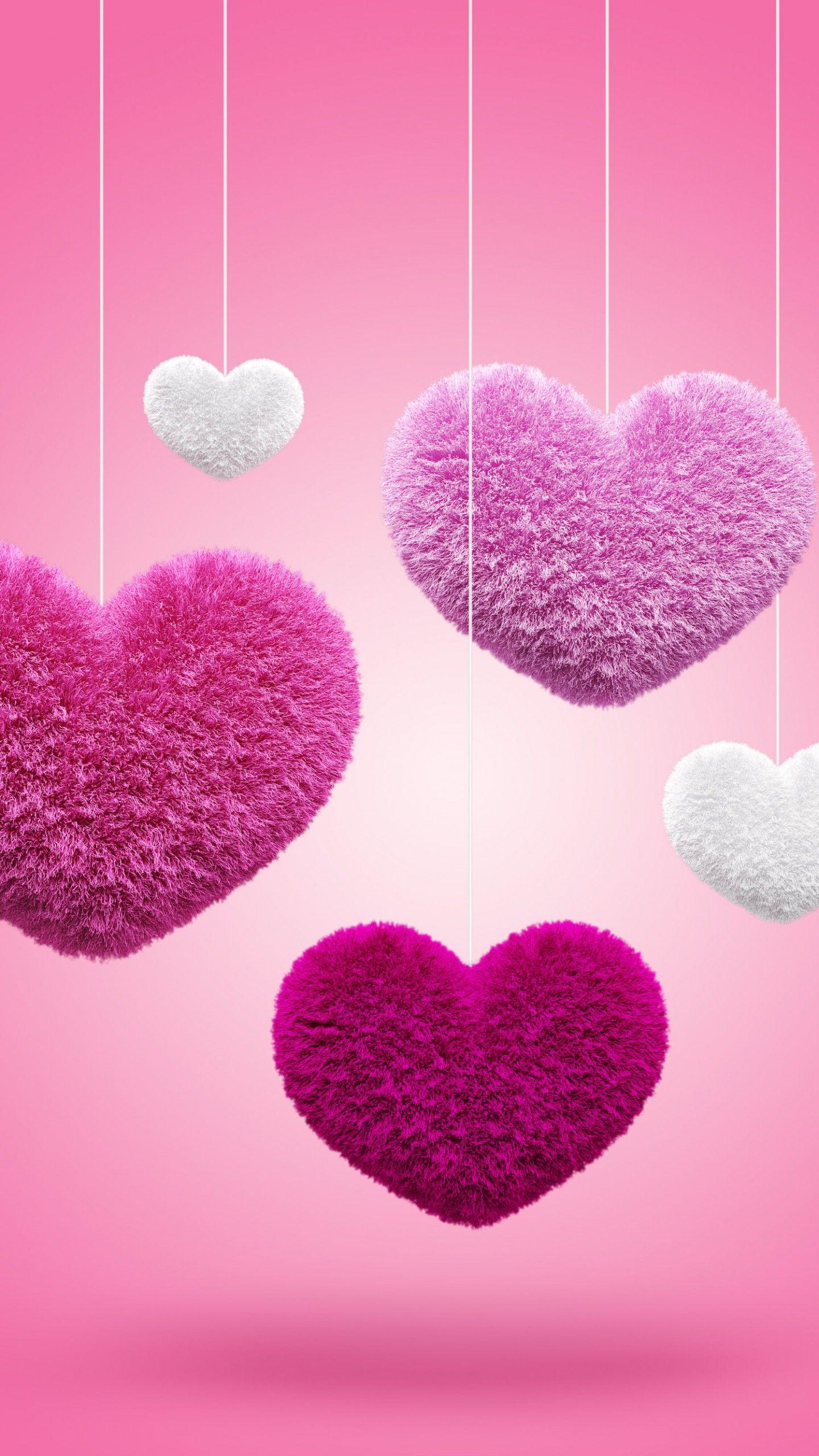 1440x2560 Pink And Red Heart Wallpaper & Background Download