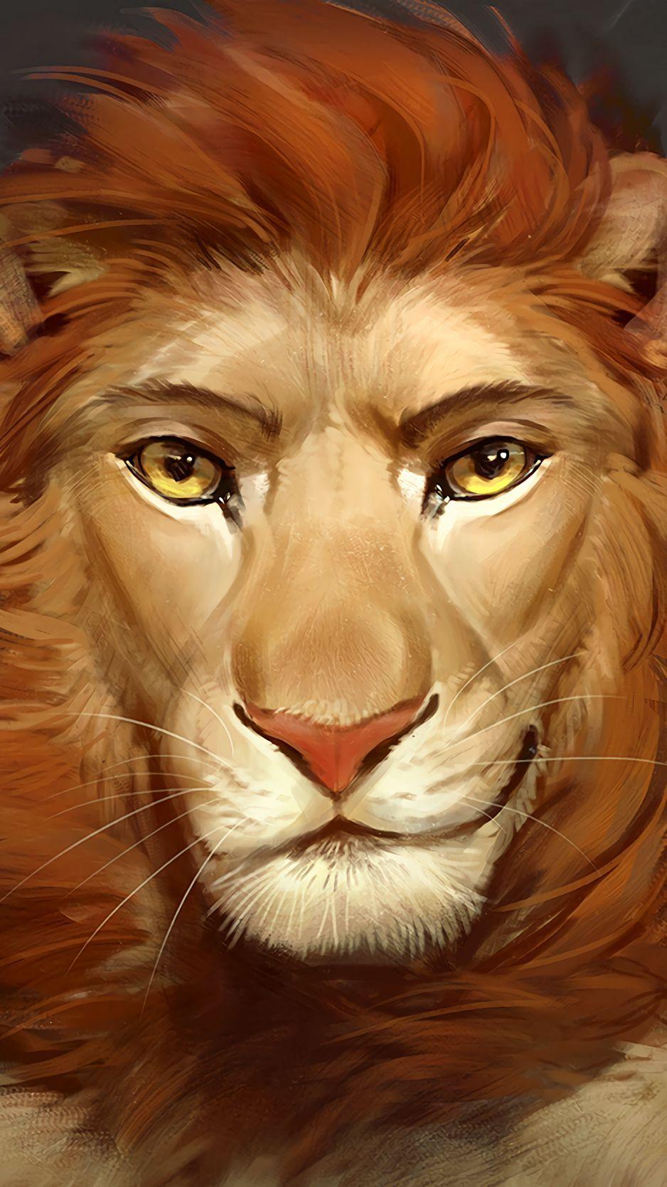 938x1668 Download Wallpaper 938x1668 Lion, Face, Mane, Cute, Art Iphone 8 7 6s 6 For Parallax HD Background