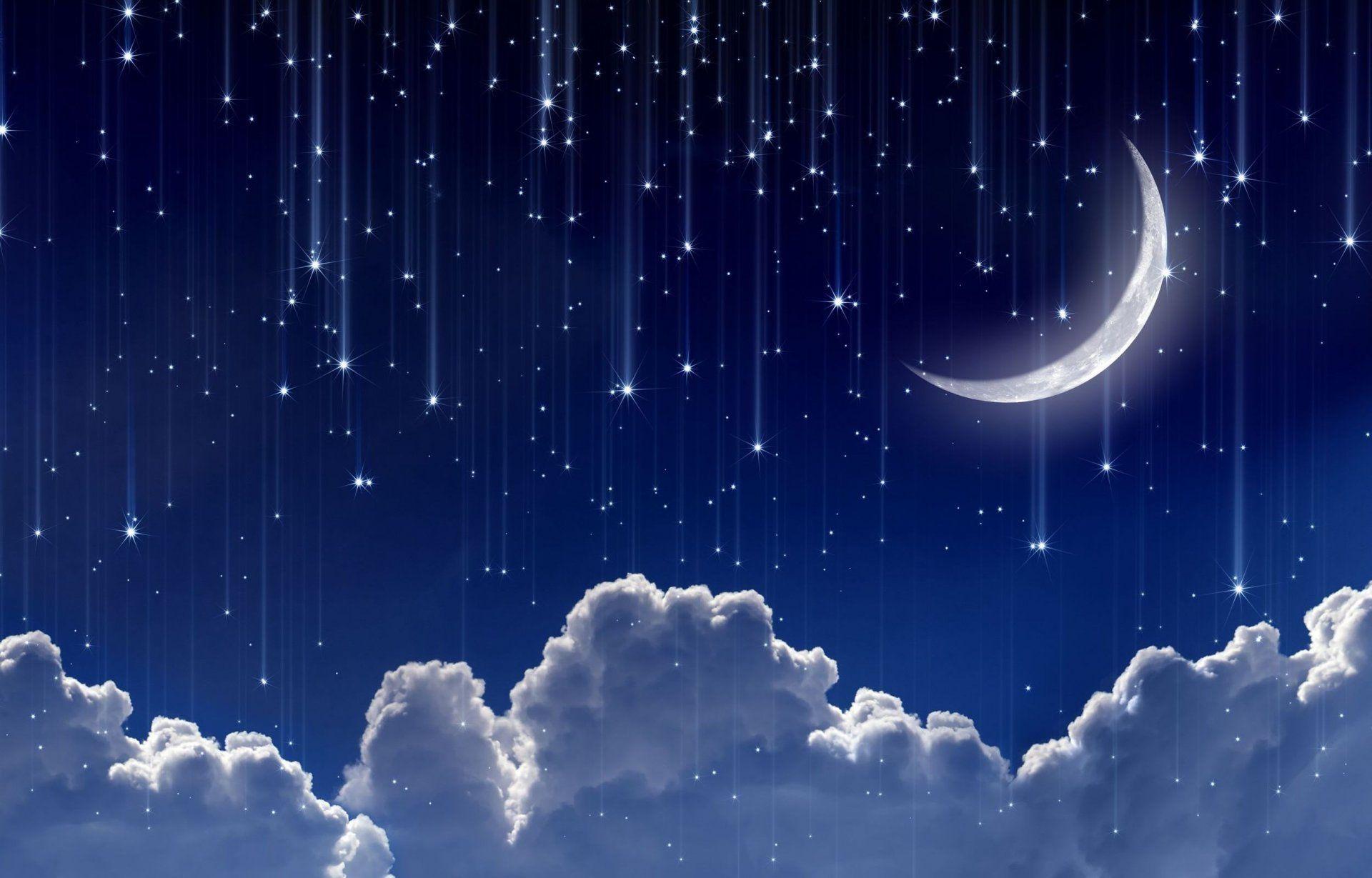 1920x1229 Download Crescent Moon and Star Wallpaper