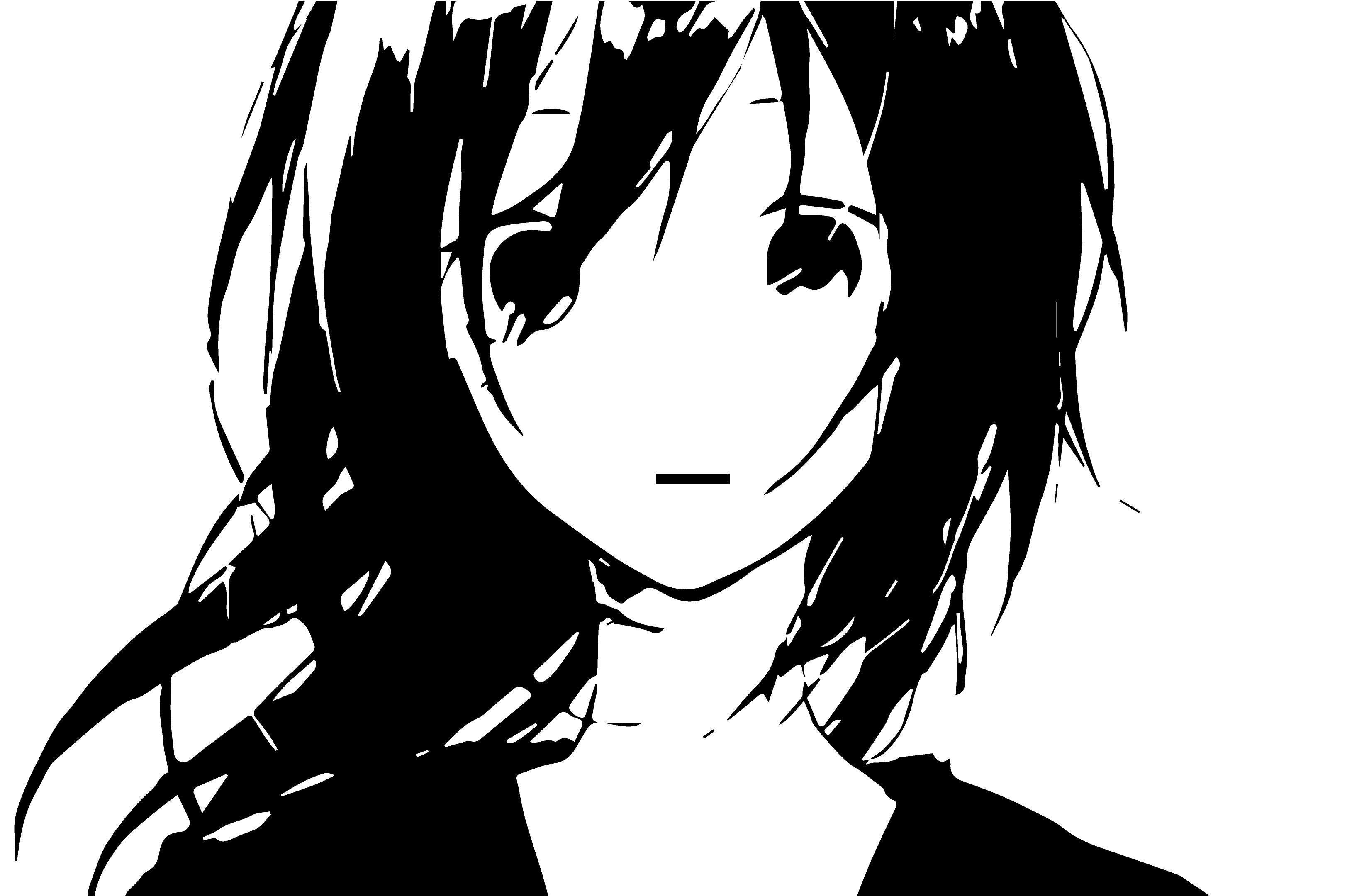 Hình nền Anime Girl Sad 3300x2160 Black And White