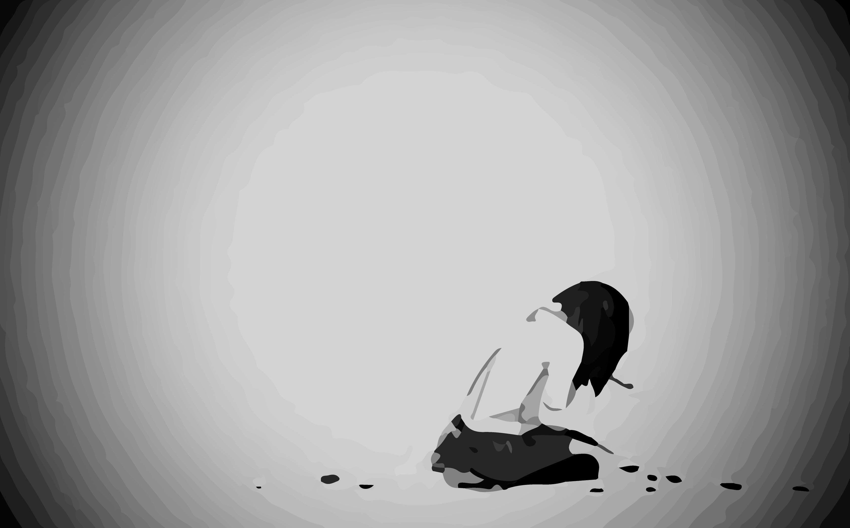 Sad Anime Girl Black and White Wallpapers - Boots For Women