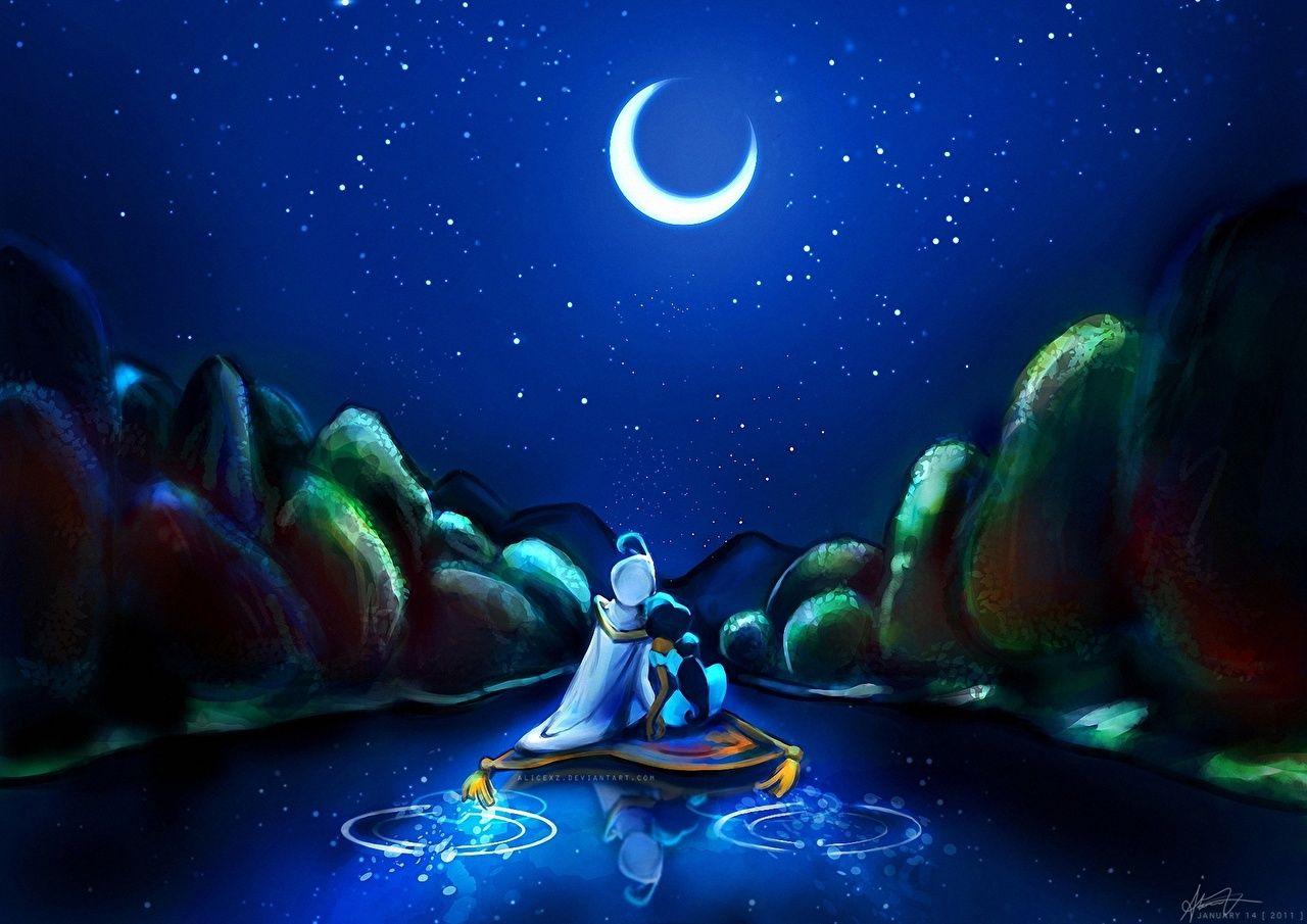 1280x905 Disney Aladdin Cartoons Moon Crescent