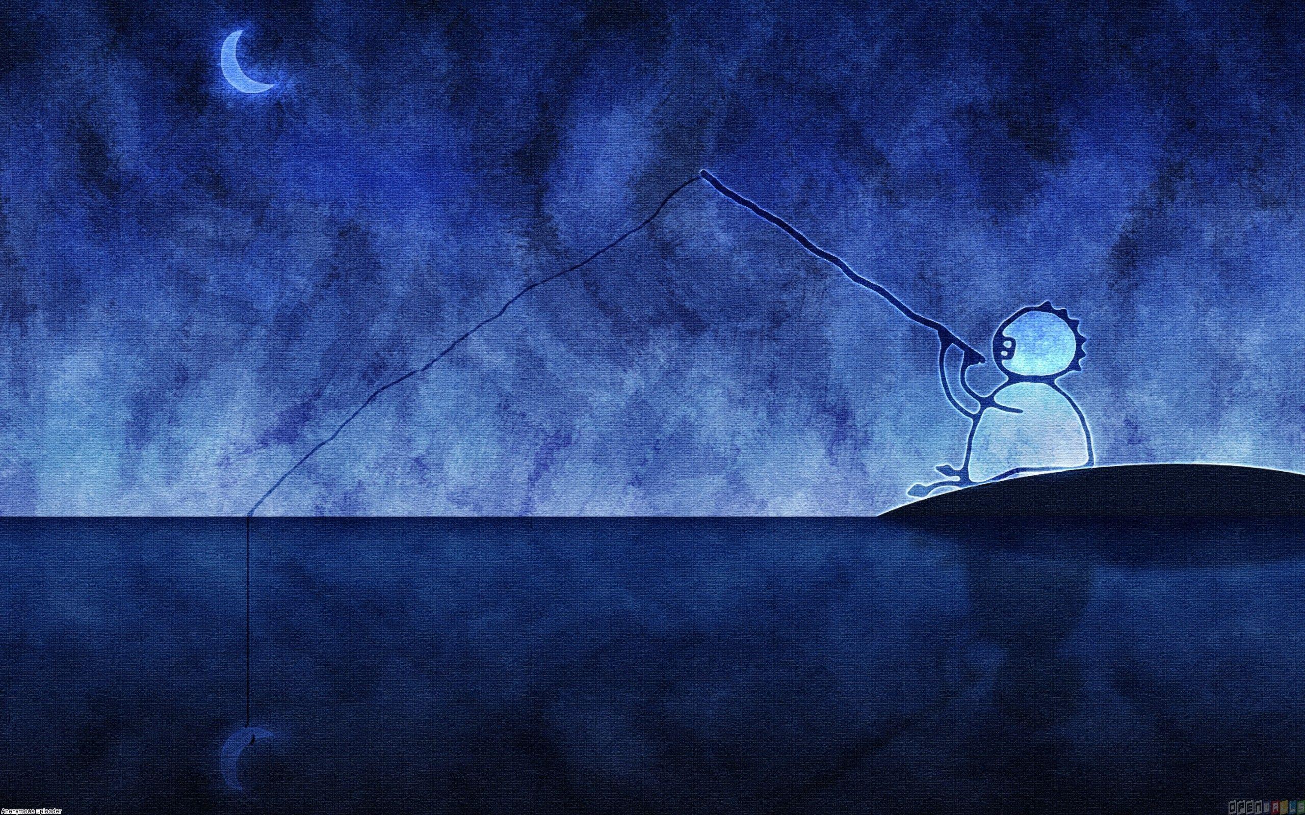 2560x1600 Fishing crescent moon wallpaper