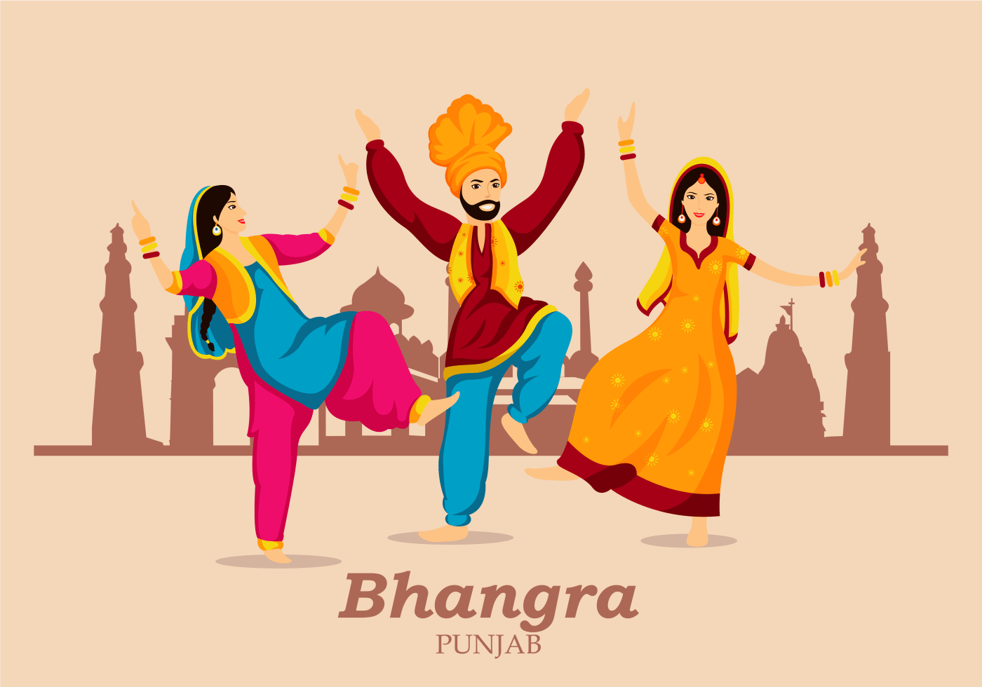 1400x980 Bhangra Folk Dance Illustration. Folk dance, Bhangra, Illustration