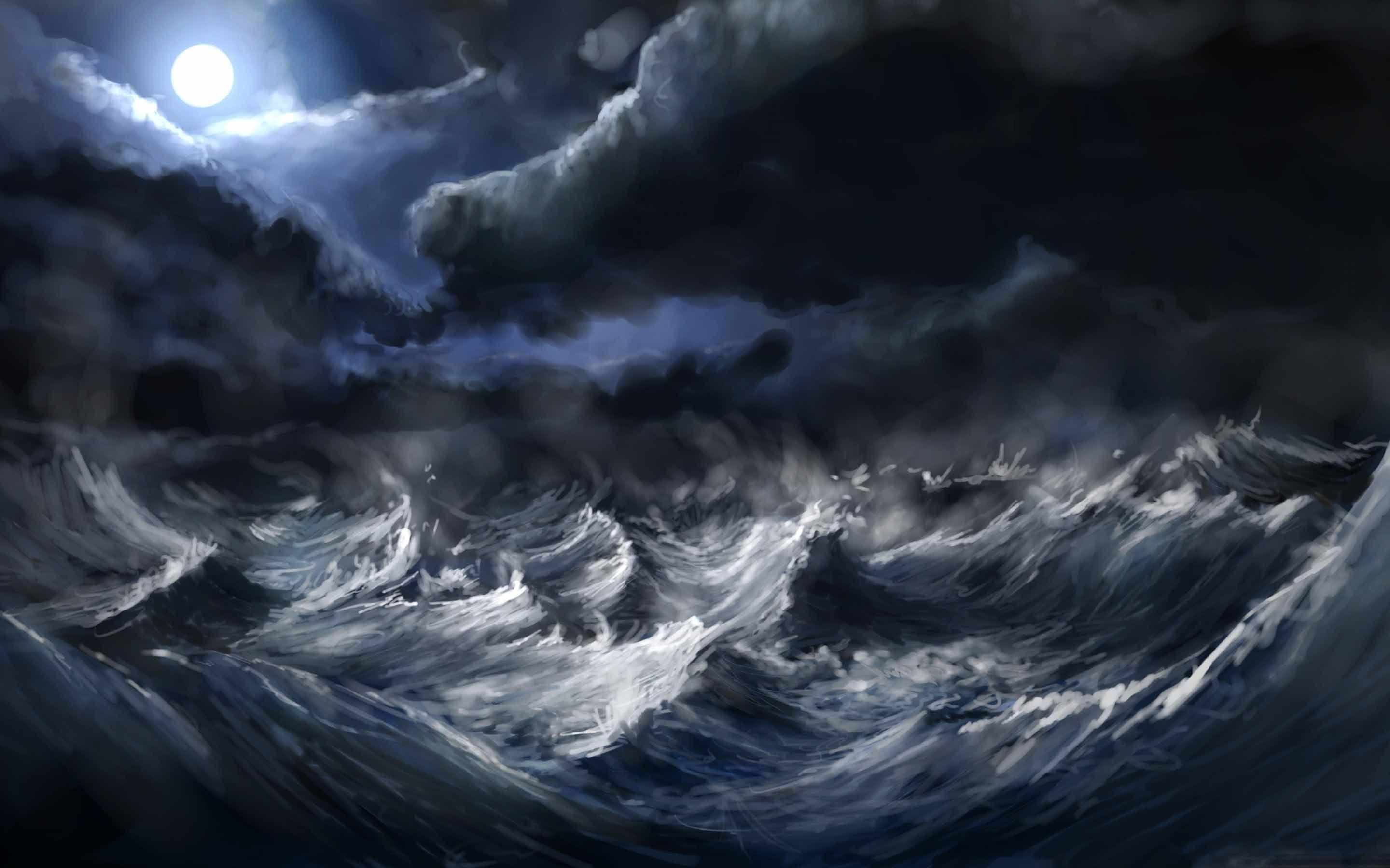 2880x1800 Stormy Sea Painting MacBook Air Wallpaper Download