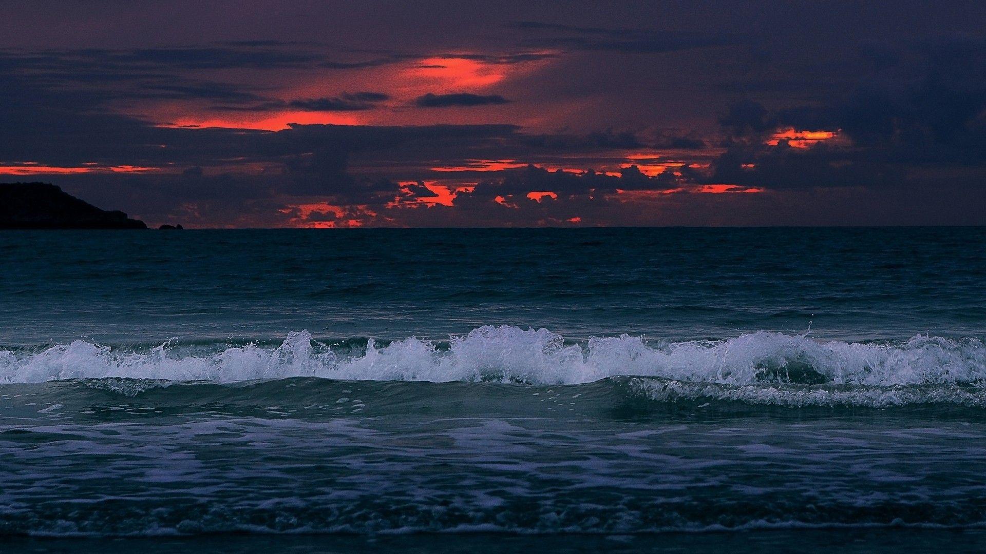 1920x1080 Stormy Beach Wallpaper