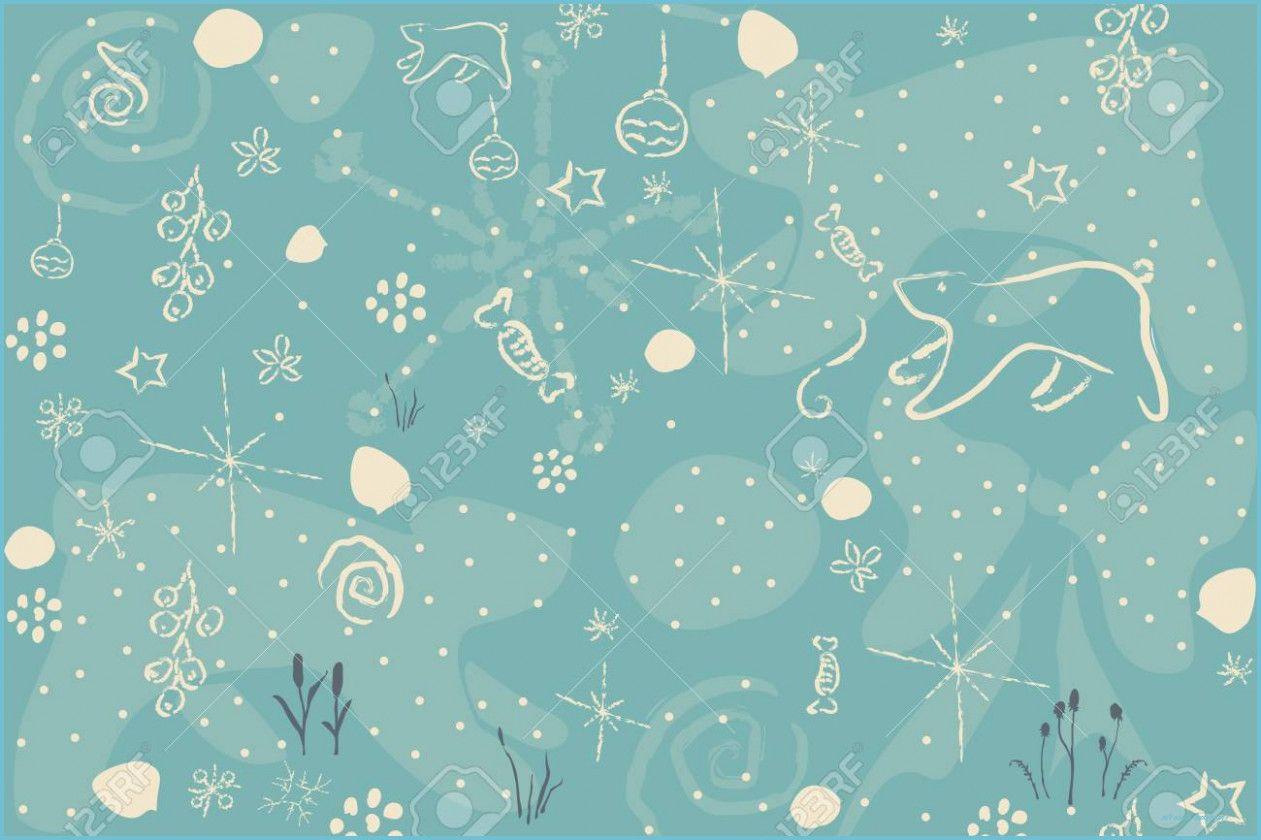 1261x840 Cute Winter Background With Hand Drawn Snowflakes, Polar Bear