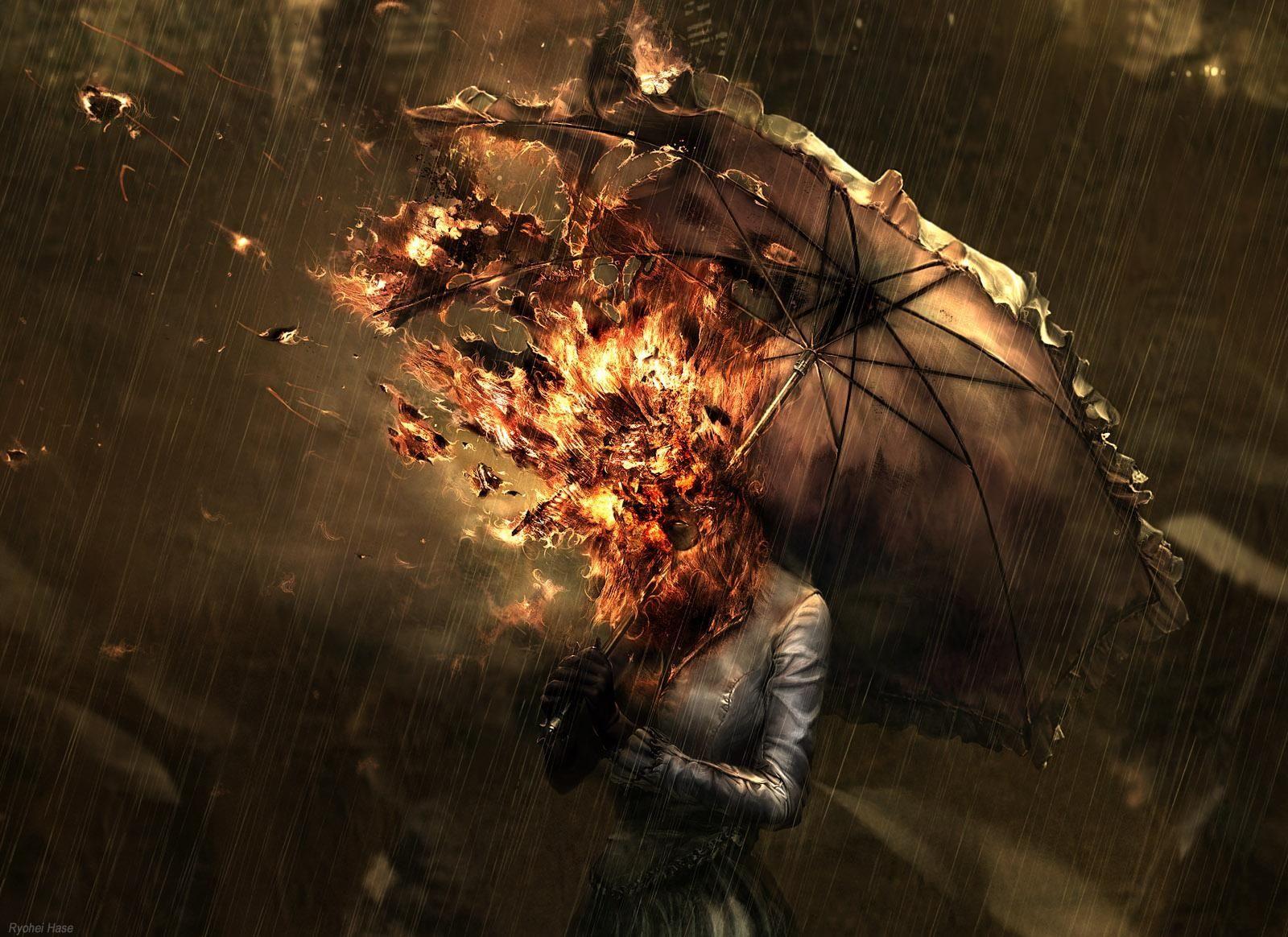 1600x1164 Download Wallpaper, Download paintings rain ryohei hase figure fire dust umbrellas 1600x1164 wallpaper Wallpaper –Free Wallpaper Download