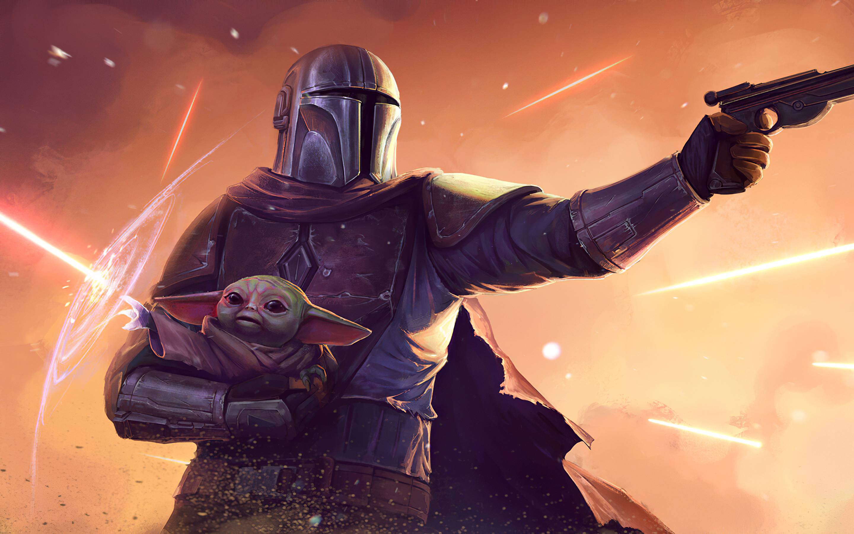 2880x1800 Star Wars Mandalorian and Baby Yoda Macbook Pro Retina Wallpaper, HD TV Series 4K Wallpaper, Image, Photo and Background