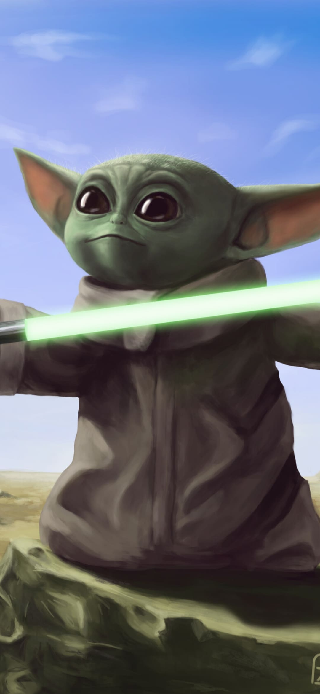 1080x2340 Baby Yoda Wallpaper