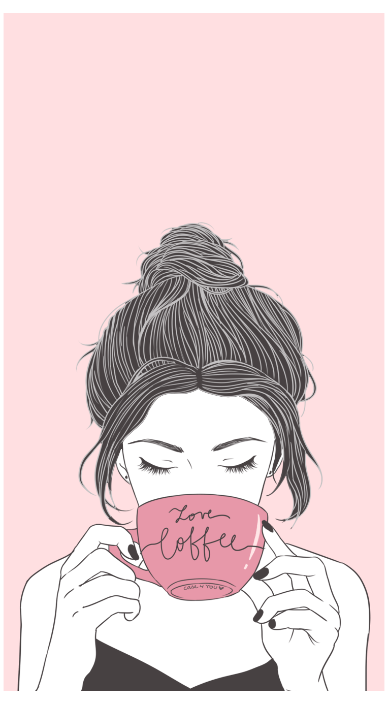 764x1386 Wallpaper Blessed Coffee #coffee #wallpaper #drawing Wallpaper Bendito Café para os Coffee Lovers by Cas. Girls cartoon art, Illustration art girl, Girly drawings