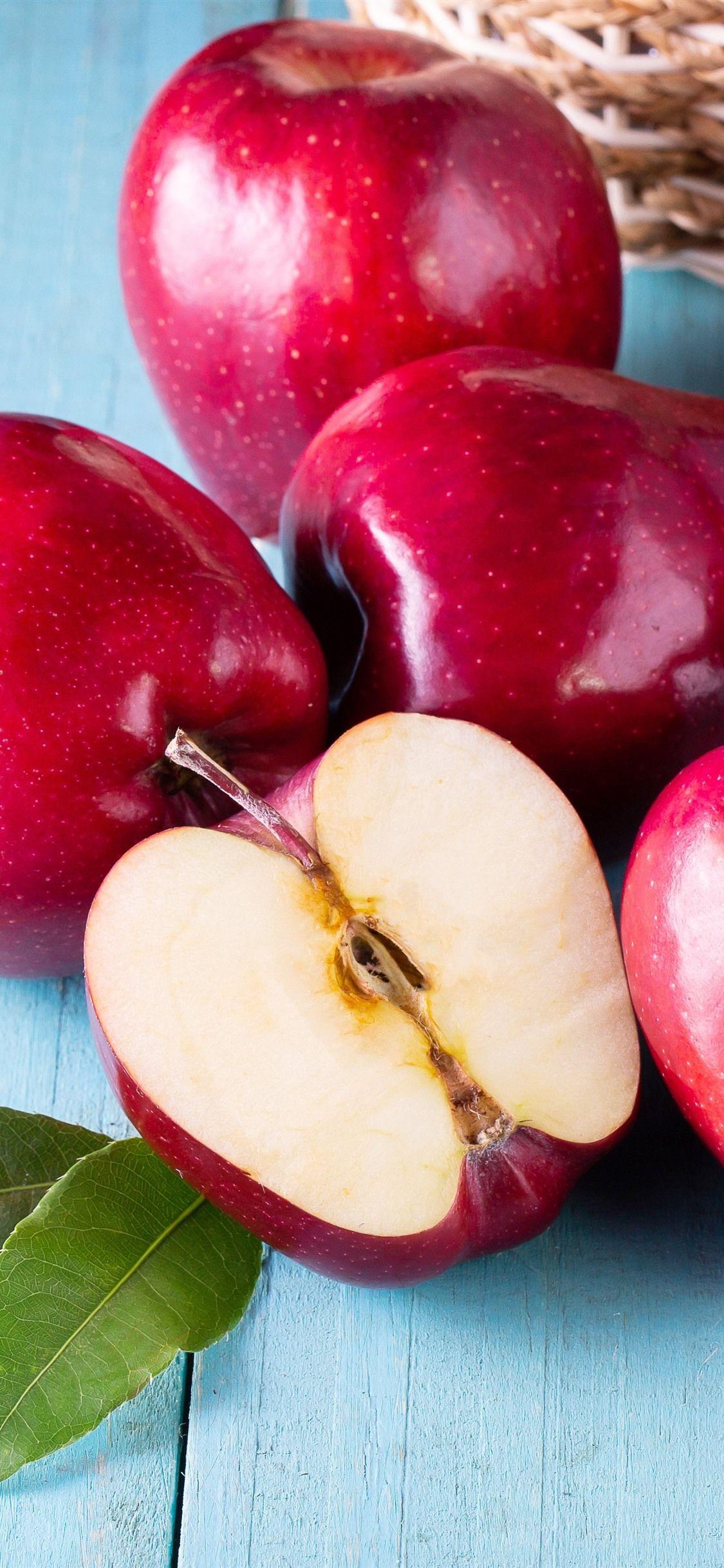 1125x2436 Fresh Red Apples, Delicious Fruit 1242x2688 IPhone 11 Pro XS Max Wallpaper, Background, Picture, Image