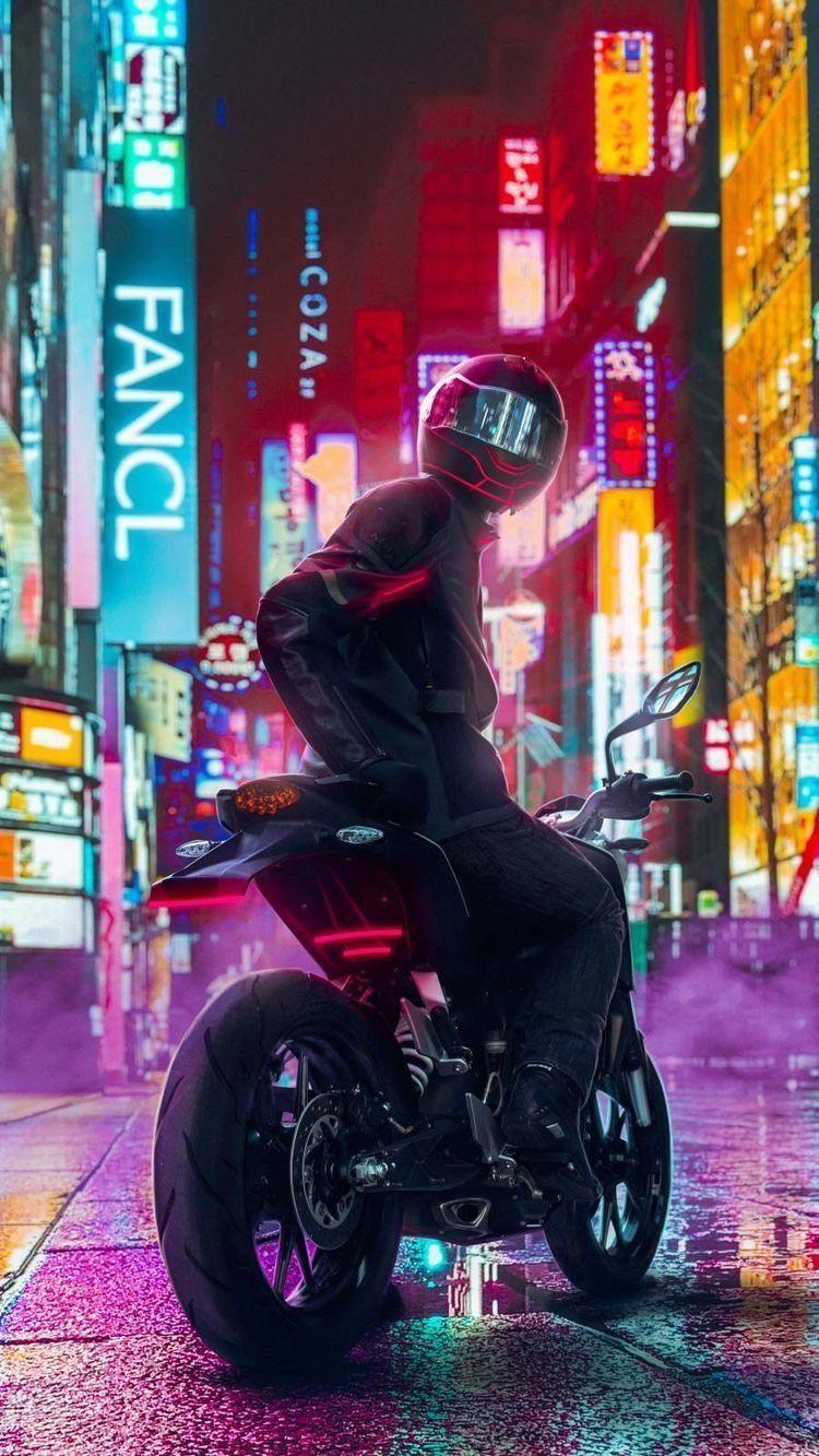750x1333 Cyberpunk Motorcycle iPhone X Wallpaper