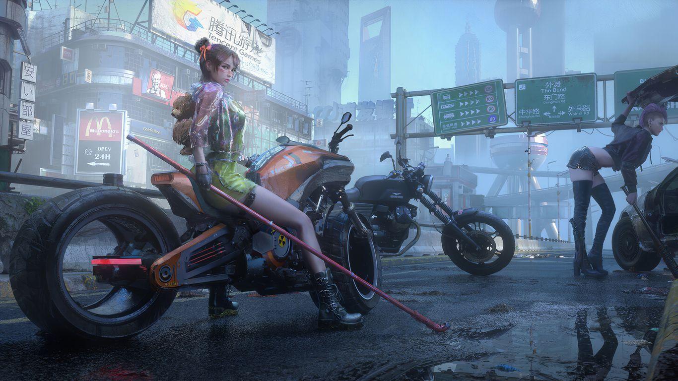 1366x768 Cyberpunk Bike Wallpaper & Background Download