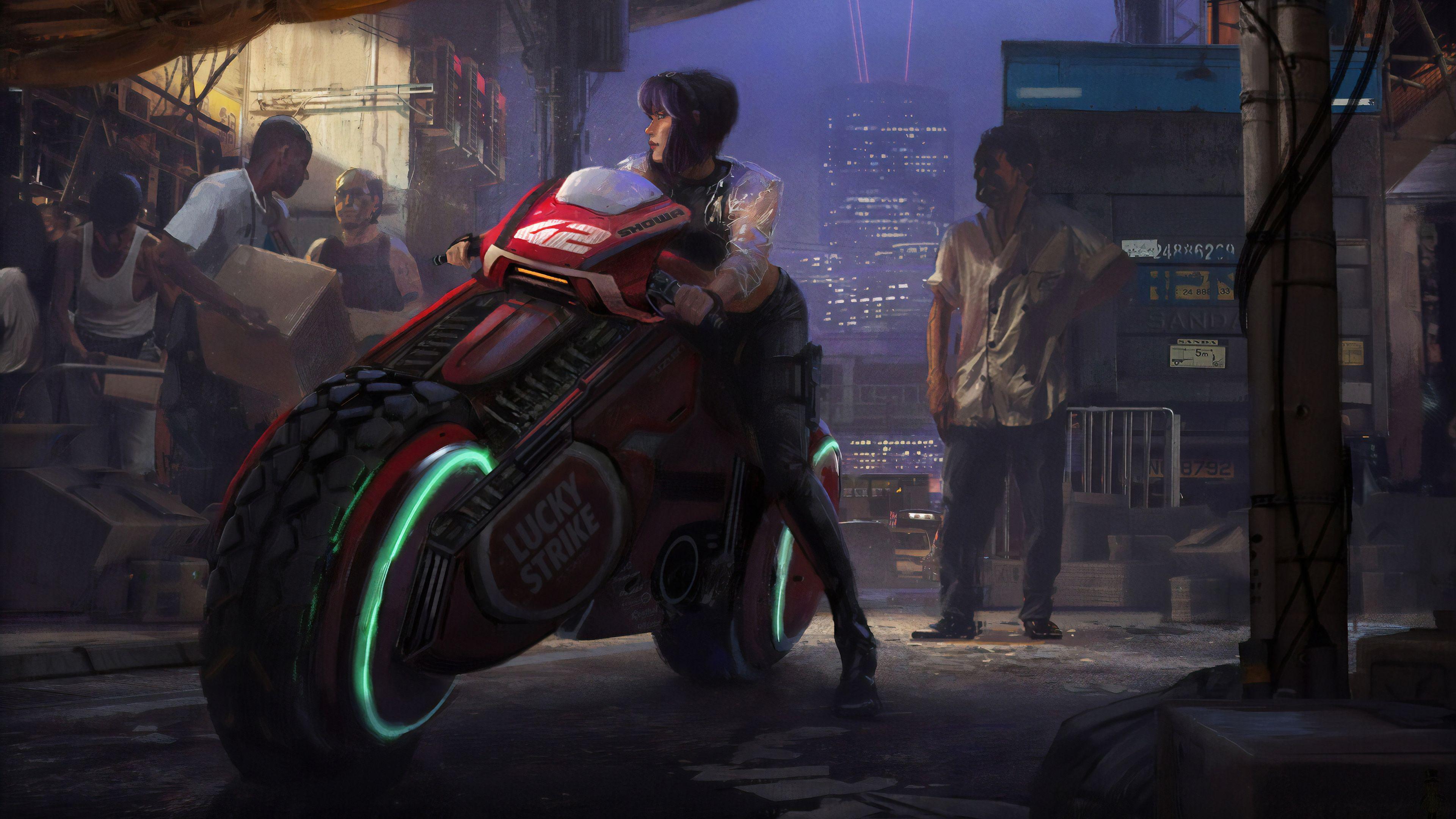 3840x2160 Cyberpunk Girl On Bike Hd Wallpaper, Digital Art Wallpaper, Artwork Wallpaper, Artist Wallpaper, 4k Wallpaper. Cyberpunk Girl, Cyberpunk Art, Cyberpunk