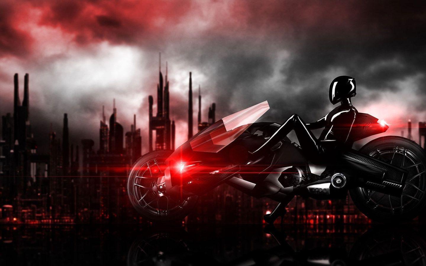 1440x900 Black sports bike illustration wallpaper, futuristic, cyberpunk, motorcycle • Wallpaper For You HD Wallpaper For Desktop & Mobile