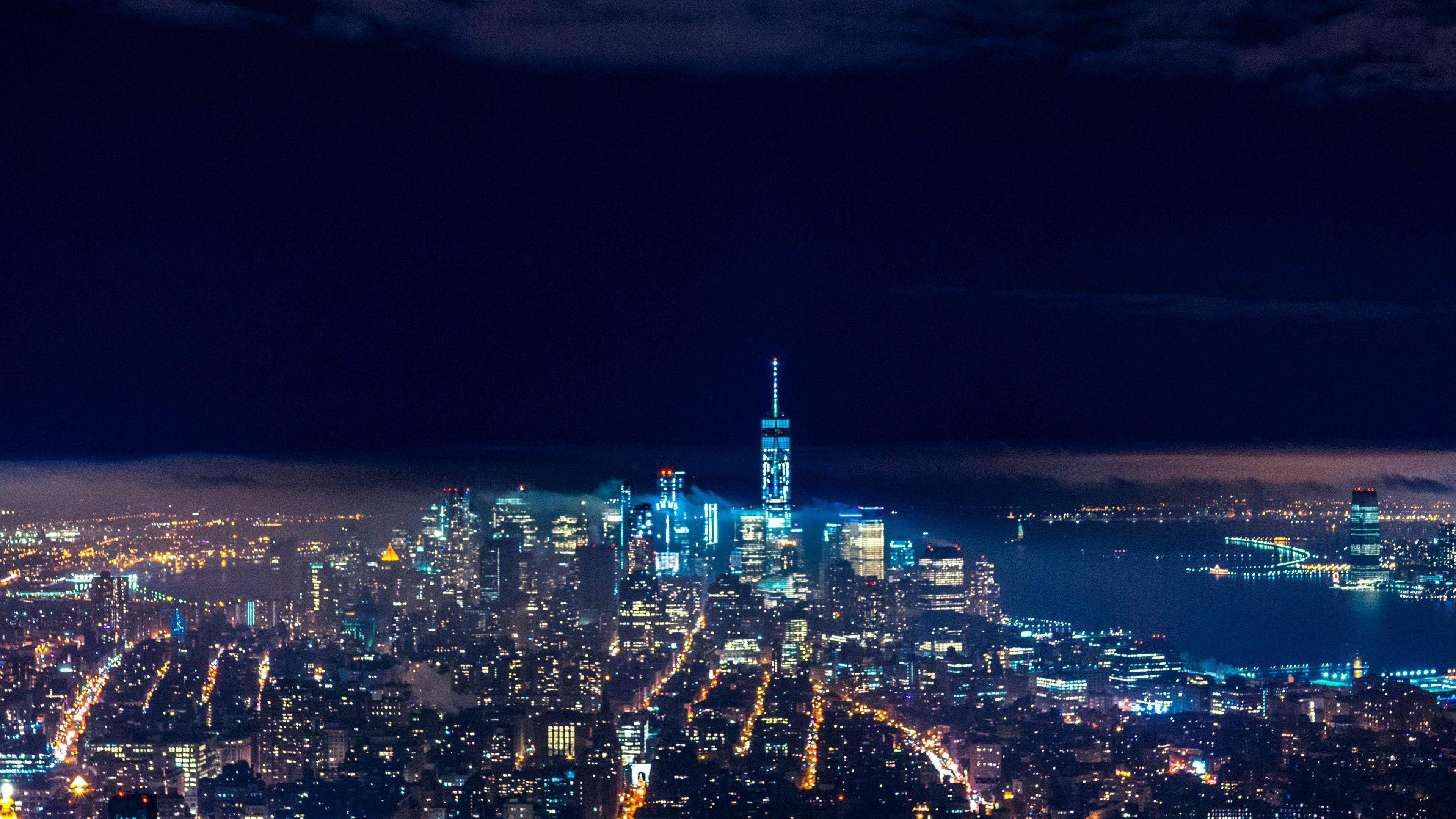 3840x2160 wallpaper for desktop, laptop. city night skyline dark nature