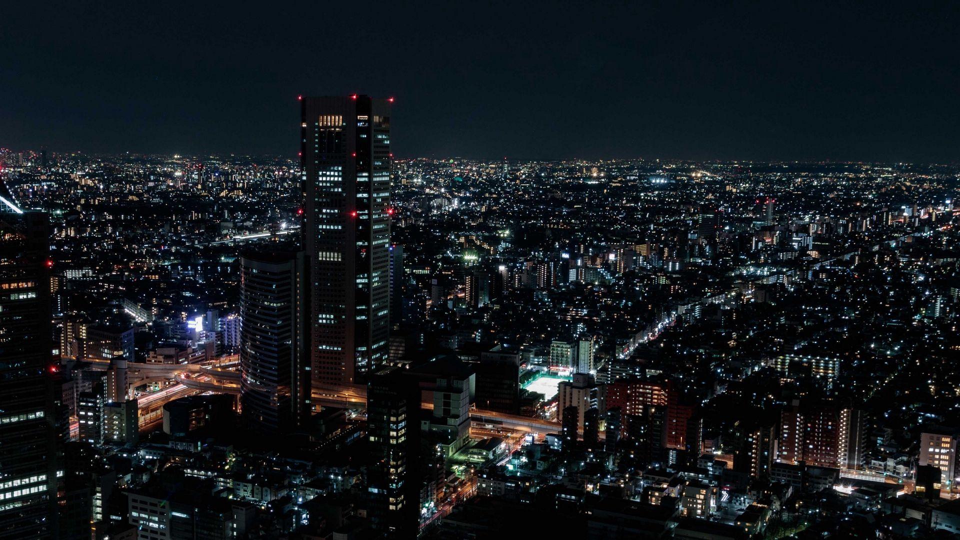 1920x1080 Wallpaper Night City, Aerial View, City Lights, Overview, City Night Wallpaper iPhone