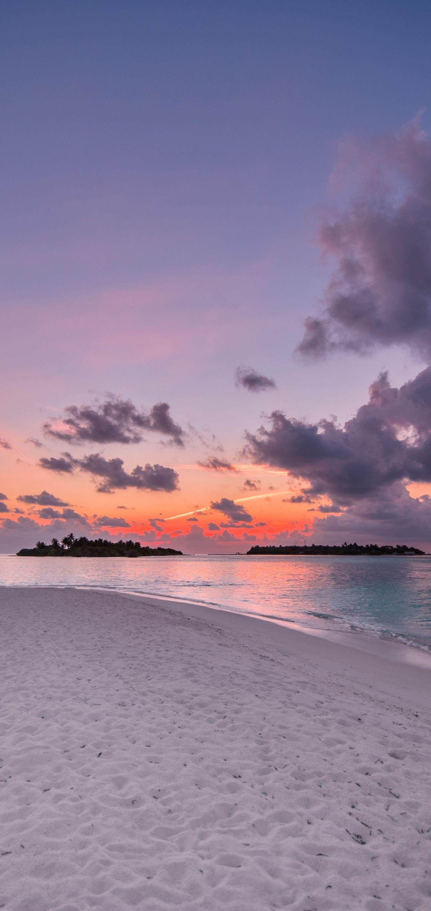 1440x3040 Download 1440x3040 Sunset, Horizon, Beach, Clouds, Sky Wallpaper for Samsung Galaxy Note Plus & S10 Plus