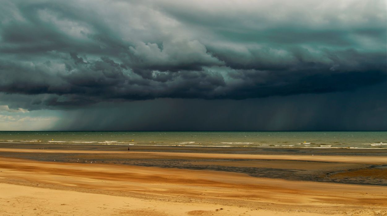 1251x700 Beach shore sky clouds sea ocean rain wallpaperx1399