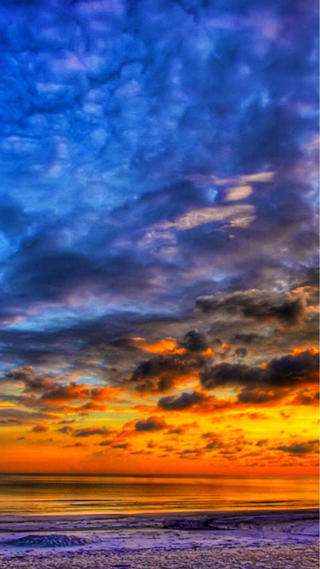 1080x1920 Sunset Beach Clouds Android wallpaper HD wallpaper