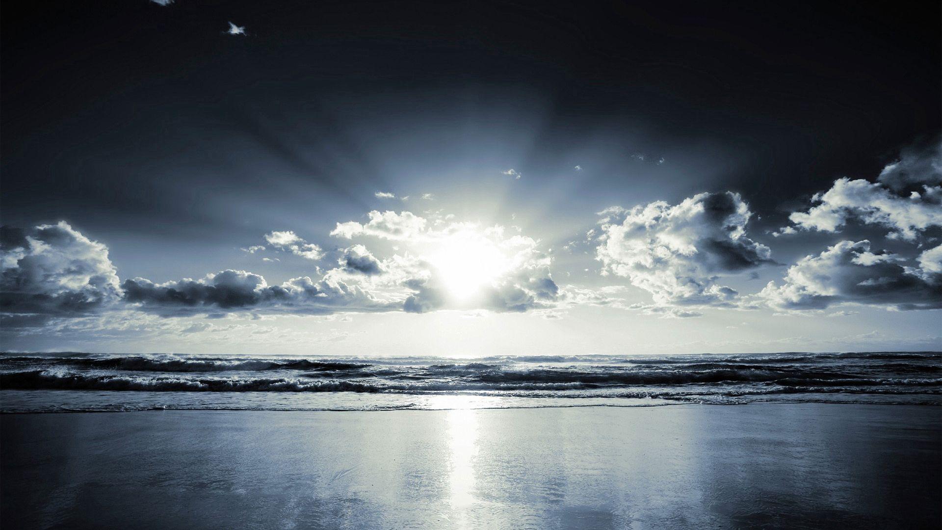 1920x1080 Beach Sun Clouds Sky HD Wallpaper