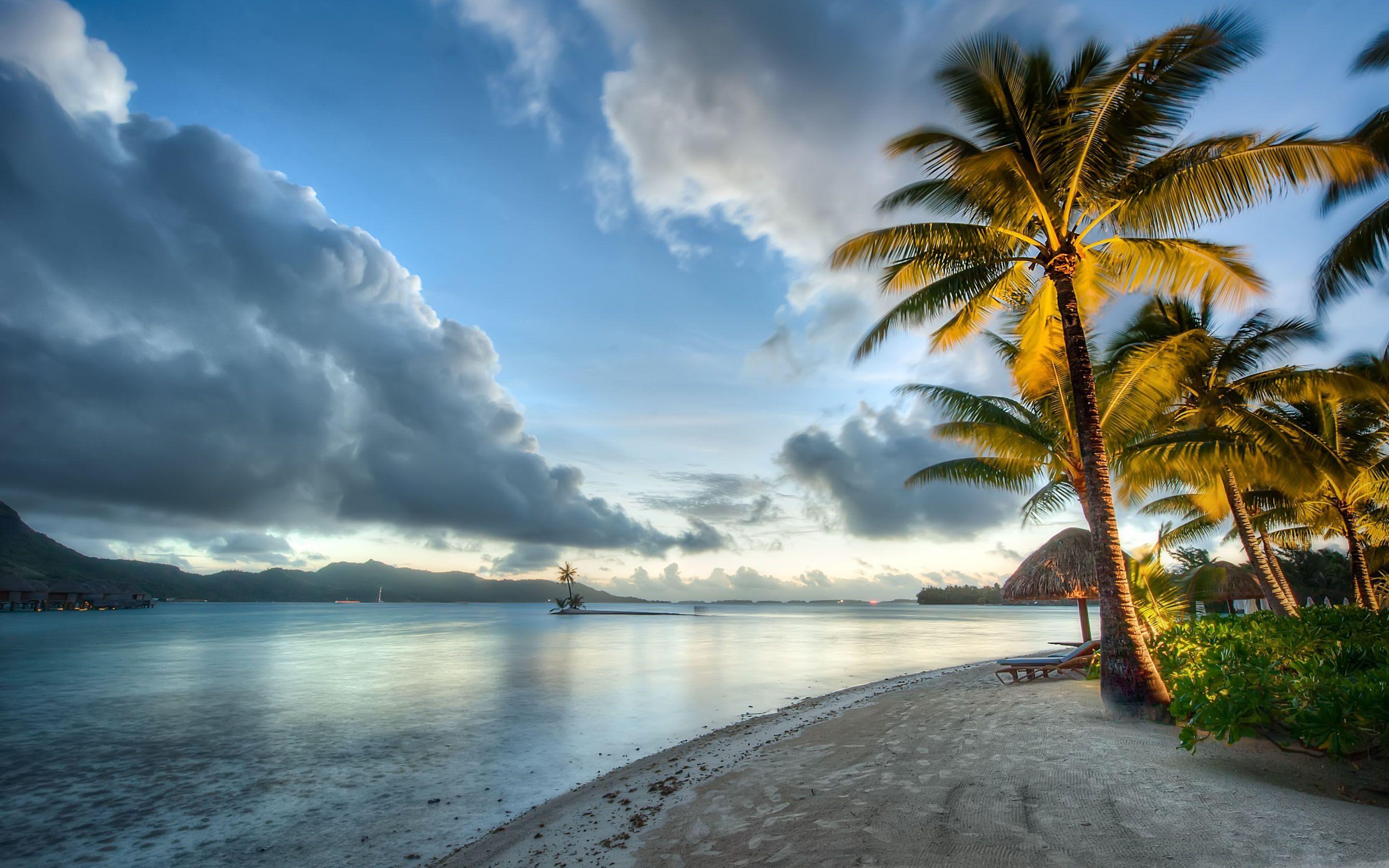 2880x1800 Bora Bora Beach Clouds MacBook Air Wallpaper Download