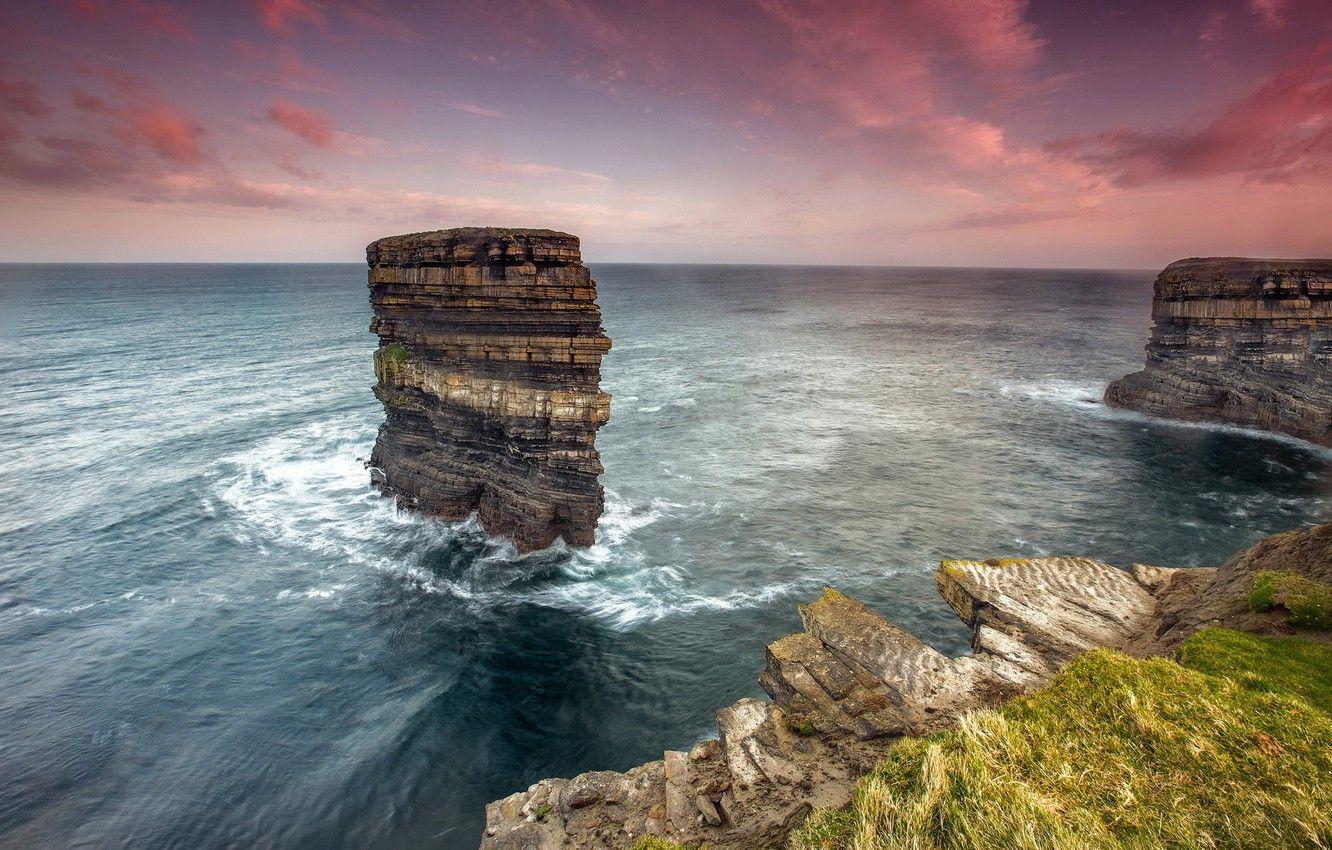 1332x850 Wallpaper sea, rocks, shore, Ireland, Co Mayo, Dun Briste Seastack image for desktop, section пейзажи