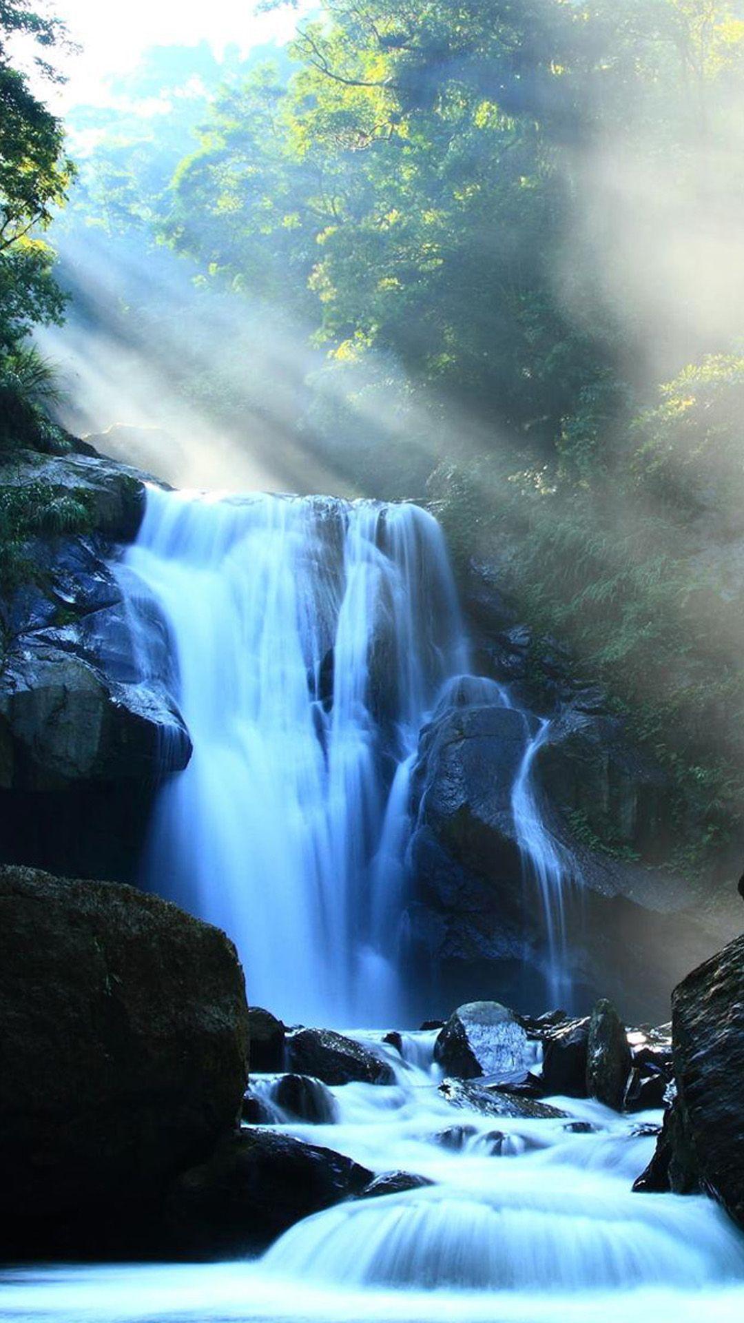 1080x1920 Fantasy Waterfall Among Mountains #iPhone #plus #wallpaper. iPhone background nature, Waterfall wallpaper, Waterfall
