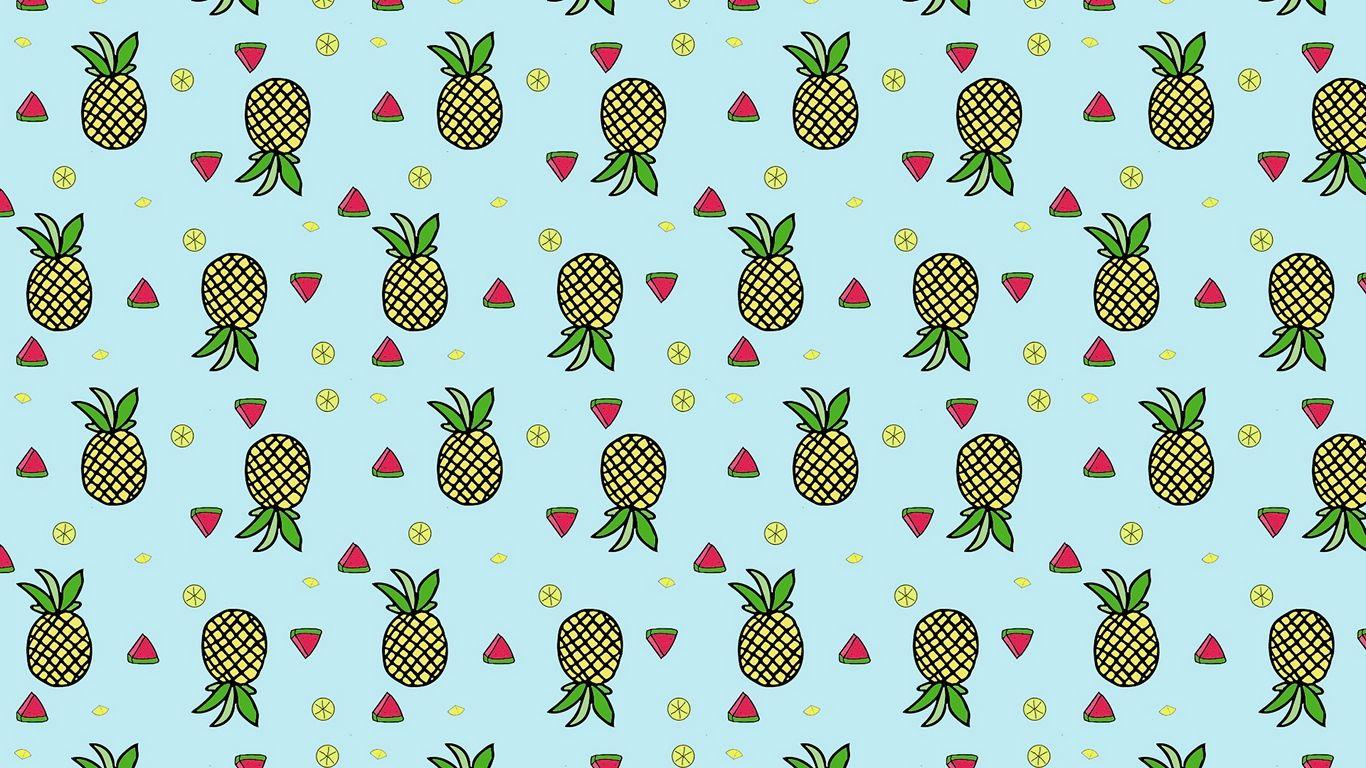 1366x768 Wallpaper Pattern, Fruit, Tropical, Pineapple, Watermelon, Pattern HD Wallpaper