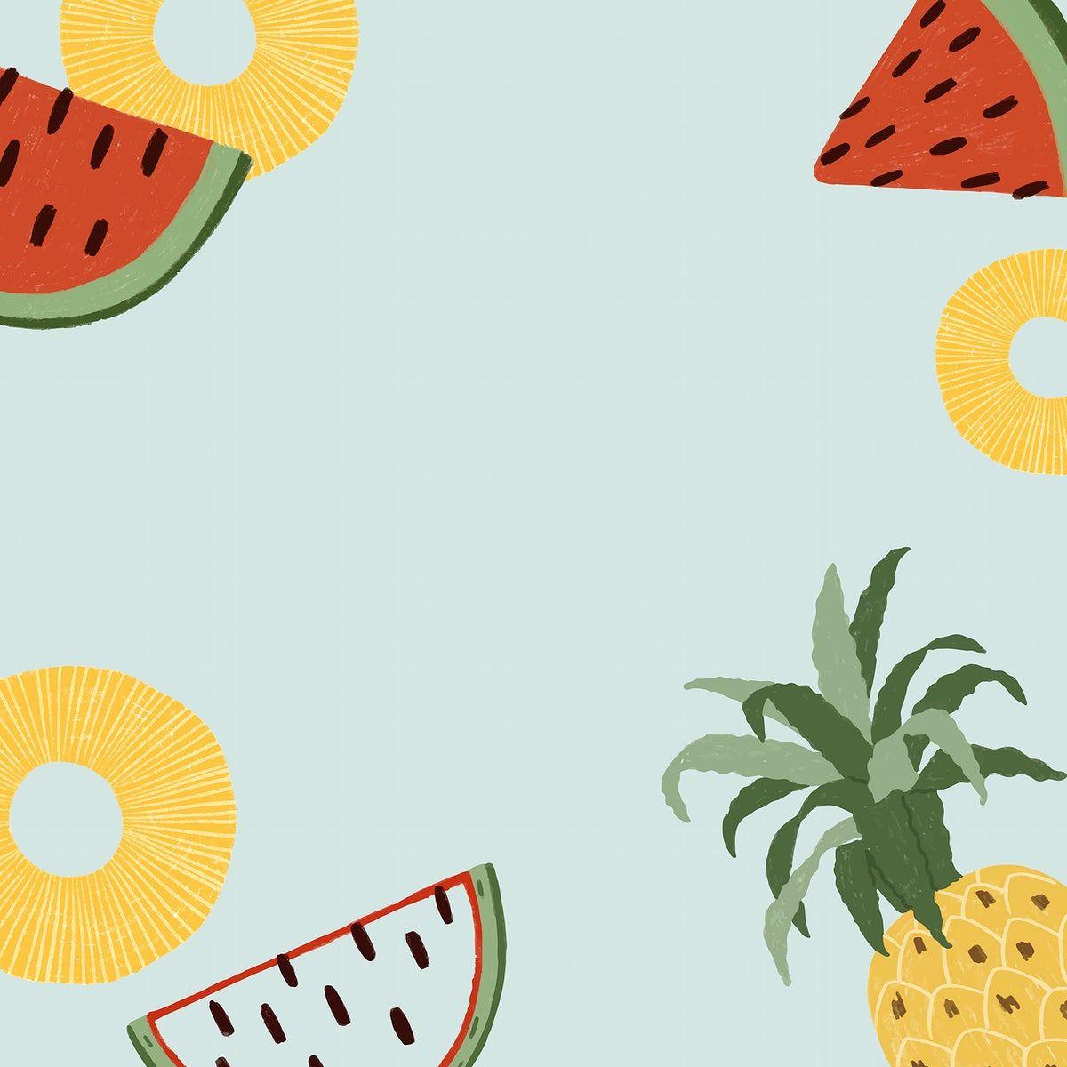 1200x1200 Doodle tropical fruits frame