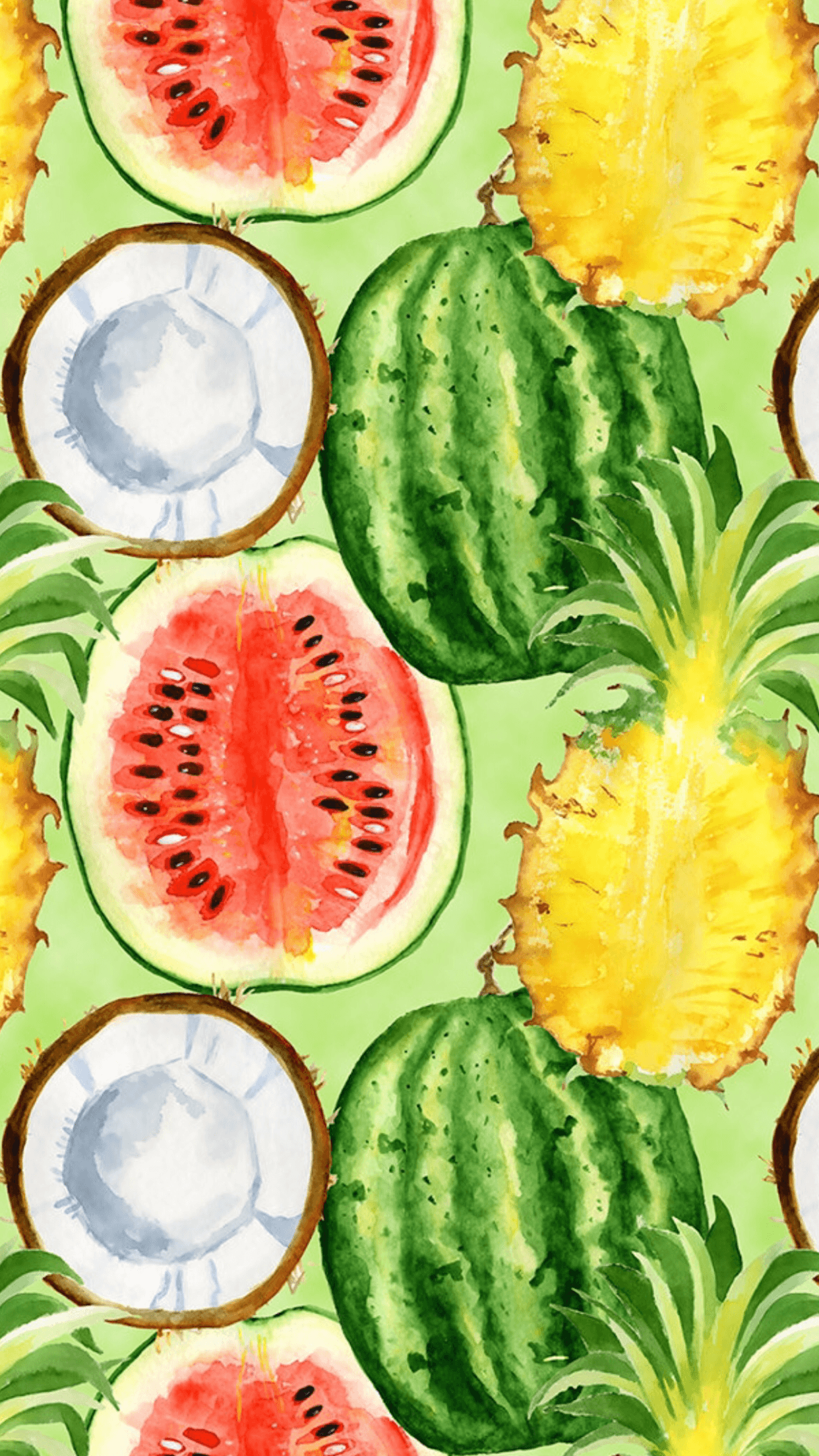 1242x2208 Coconut and Pineapple Wallpaper