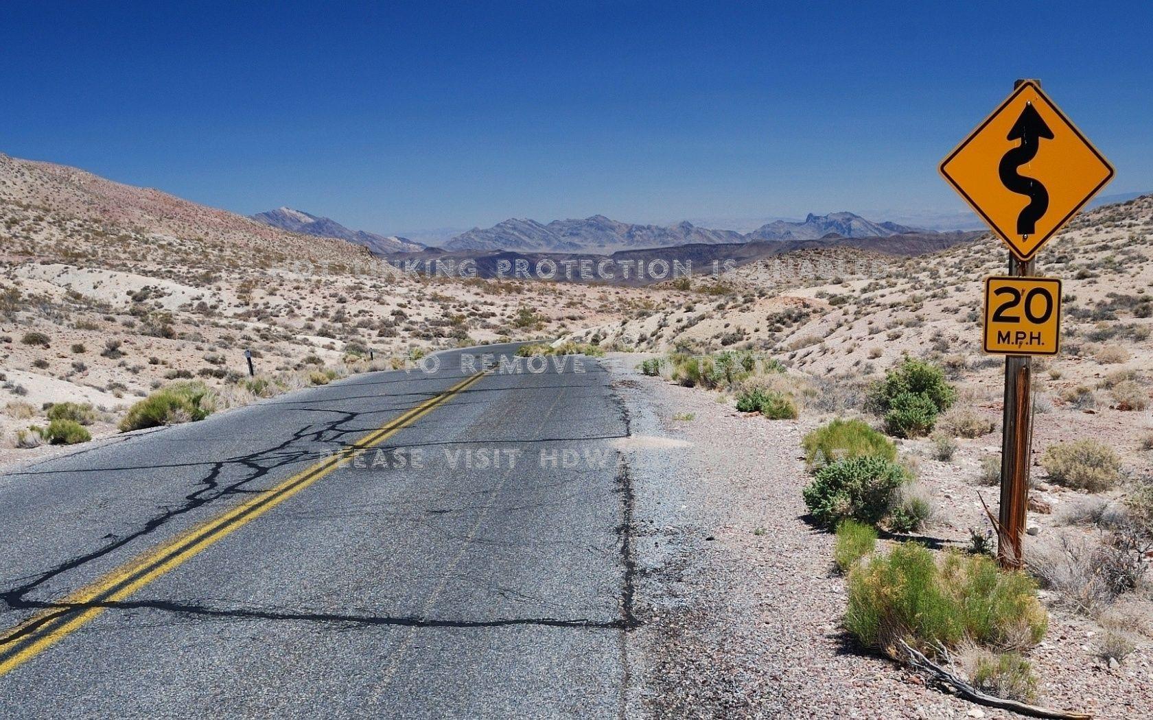 1680x1050 desert road grass sign nature