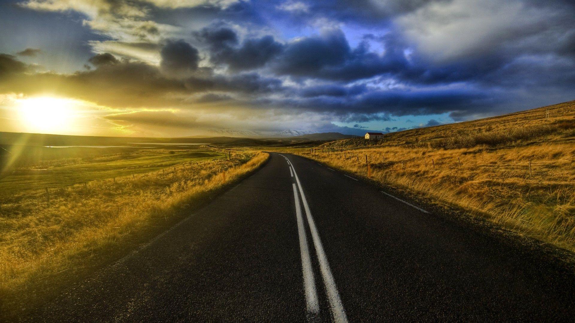 1920x1080 Road sunset wallpaperx1080