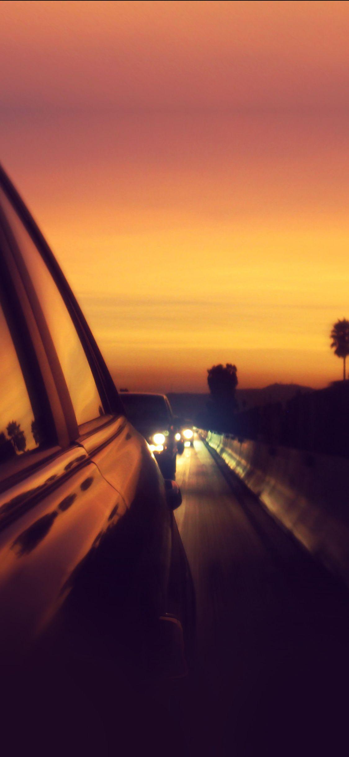 1125x2436 Drive Way Sunset City Highway Car