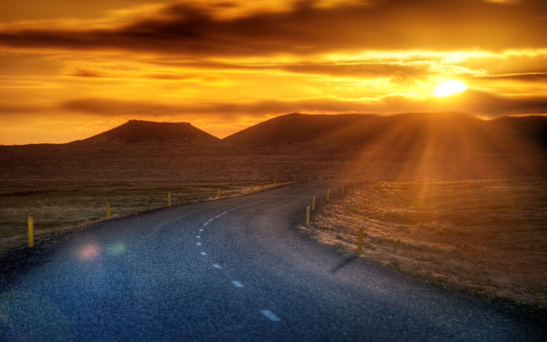 1920x1200 Sunset road landscape wallpaperx1200