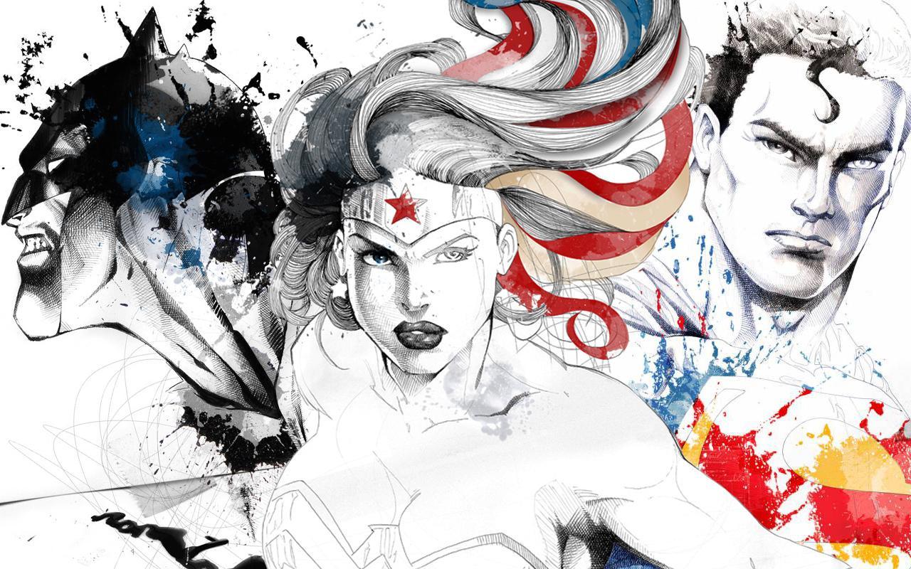 1280x800 Superman Batman Wonder Woman Wallpaper