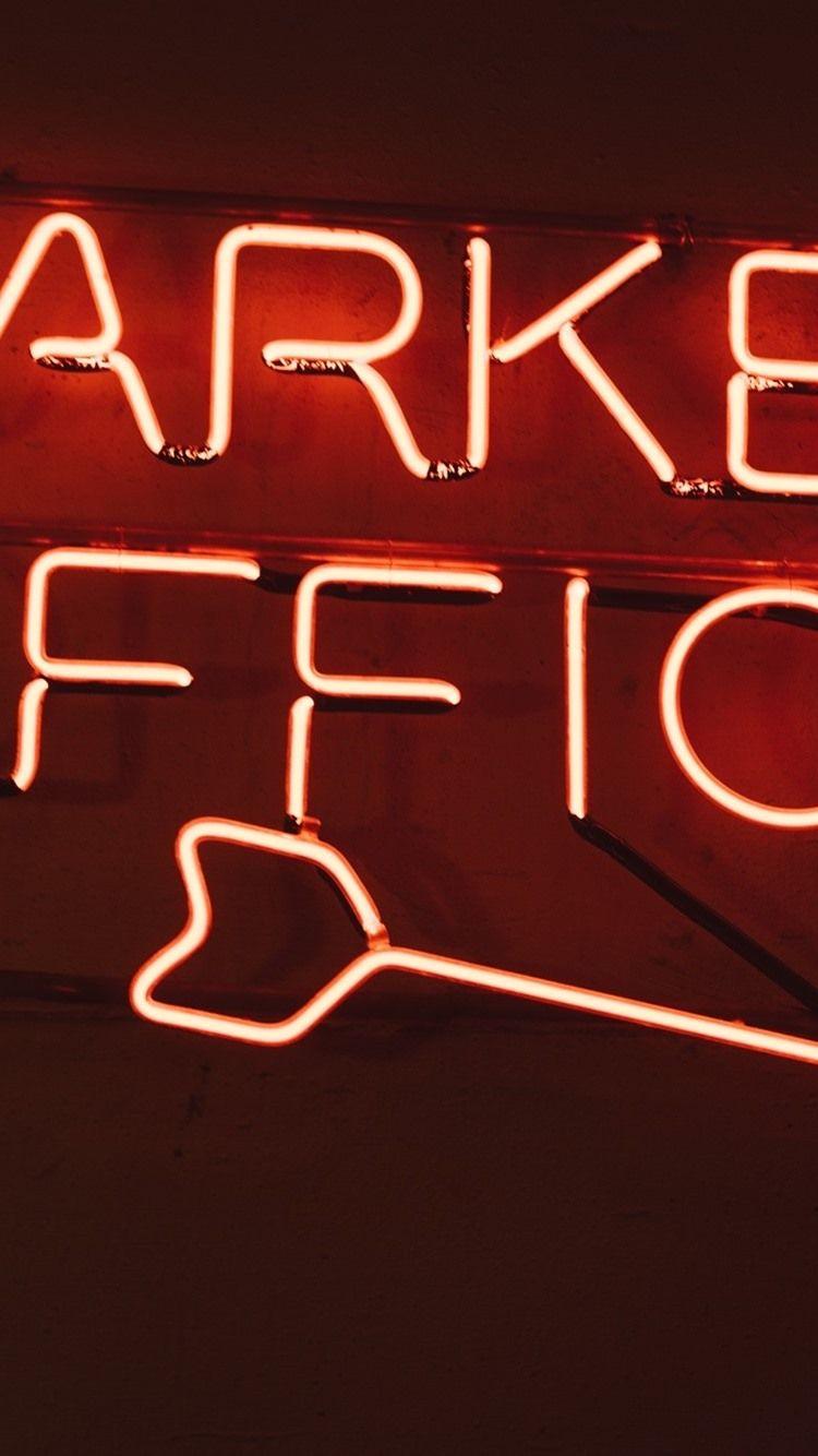 750x1334 iPhone Wallpaper Market Office Road Sign, Neon