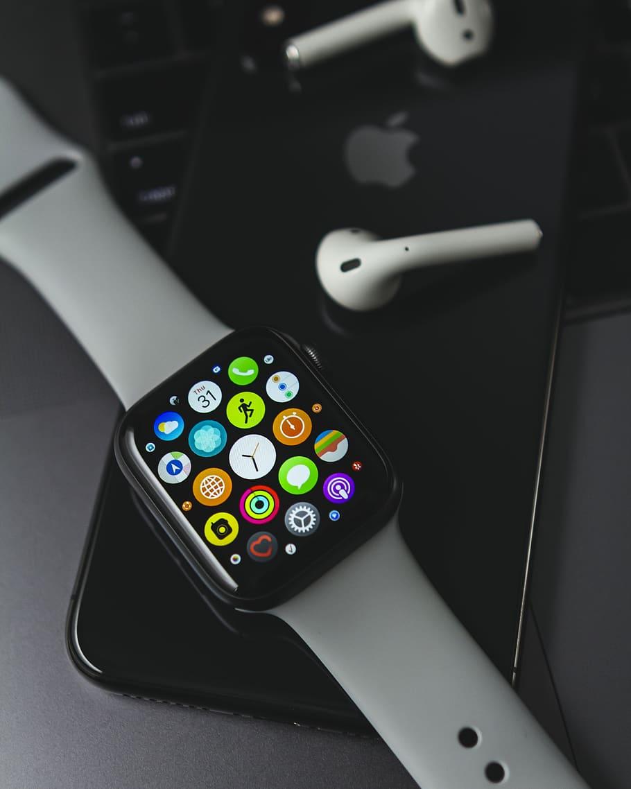 910x1138 Apple Watch On Jet Black IPhone Close Up, Indoors, Apple IPhone 7 Wallpaper & Background Download