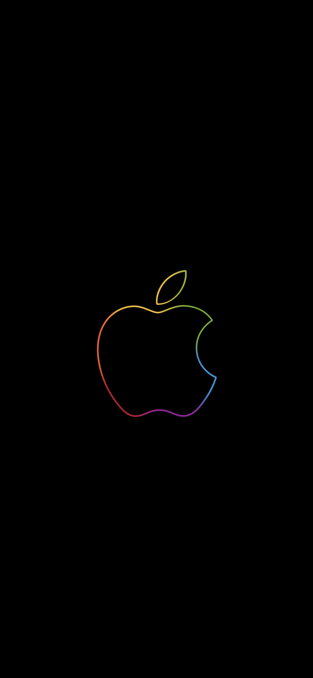 1242x2688 Apple logo 4K Wallpaper, Colorful, Outline, Black background, iPad, HD, Technology