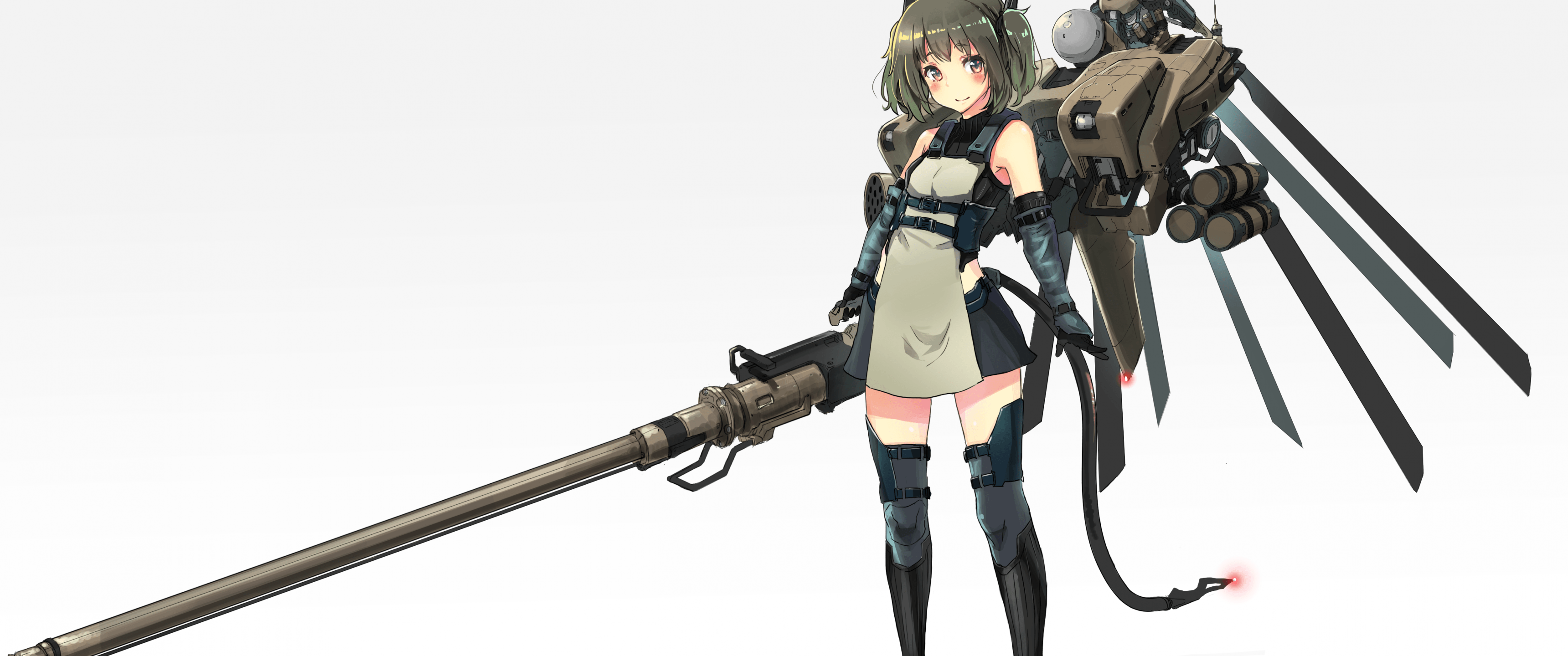 3440x1440 Anime Girl, Mecha, Heavy Weapons, Guns Girl With Weapon