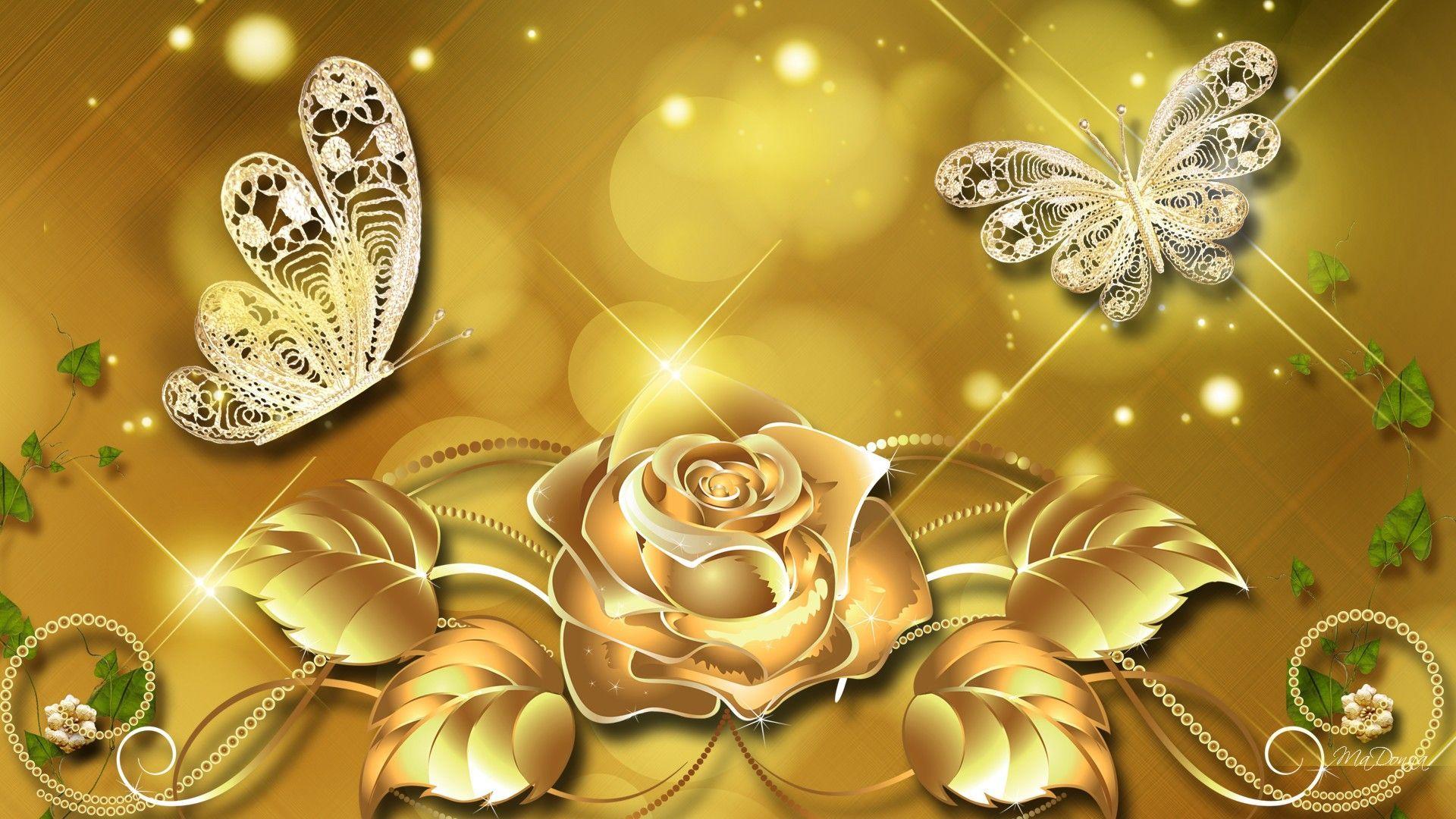 1920x1080 Color: Gold. Flores, Magníficos, Arte