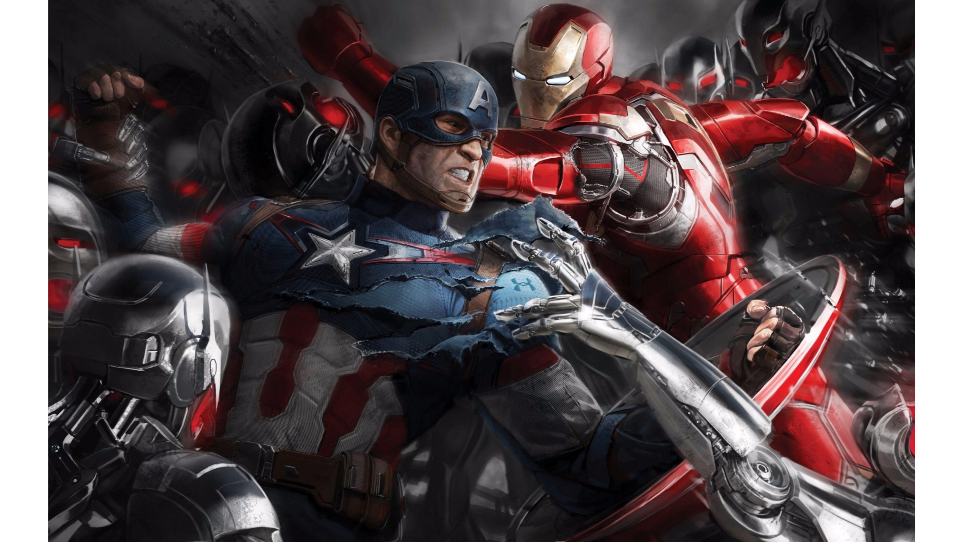 Hình nền 3840x2160 Iron Man and Captain America 4K Avengers Age of Ultron