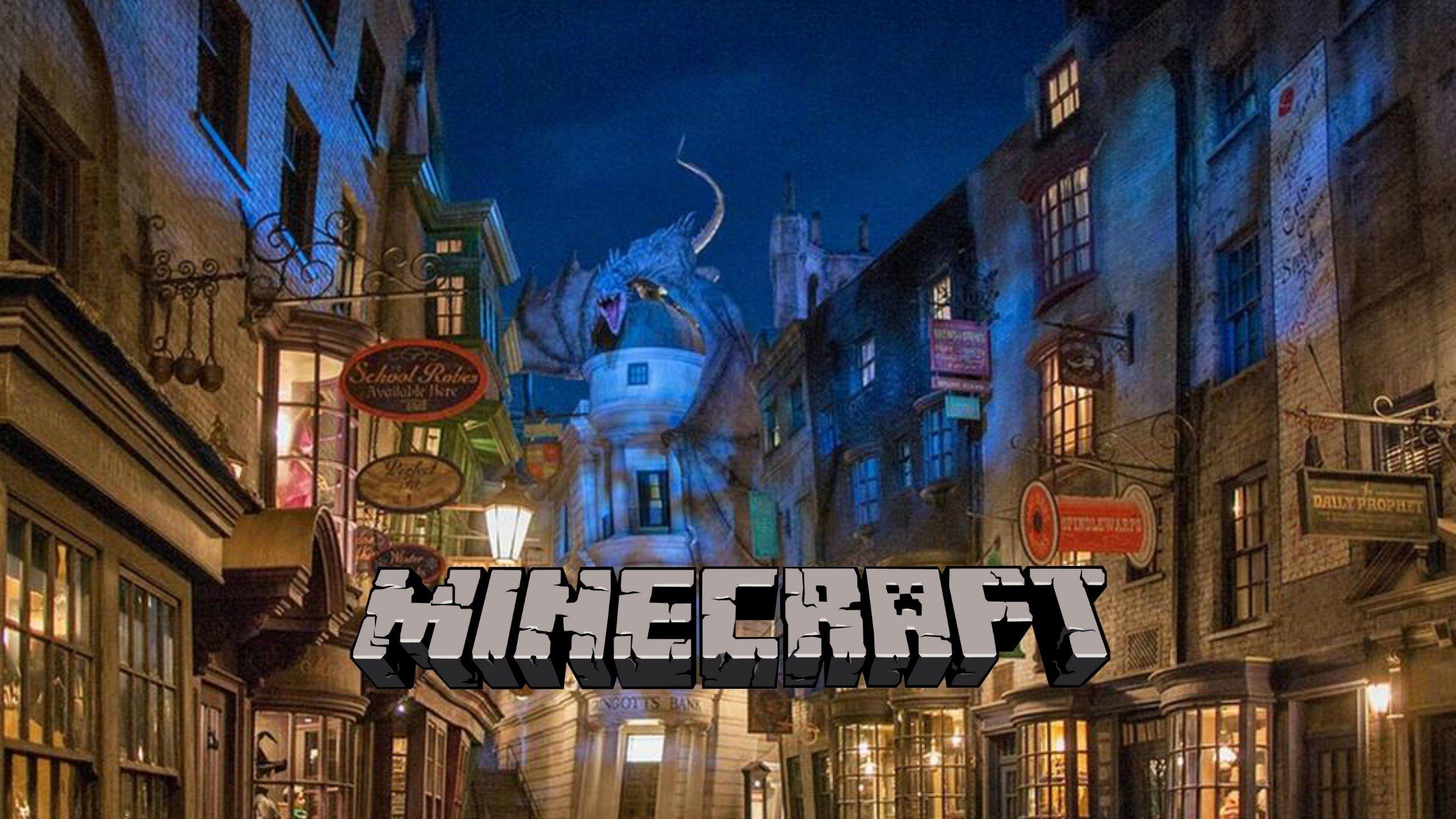 2560x1440 Universal Studios Diagon Alley in Minecraft