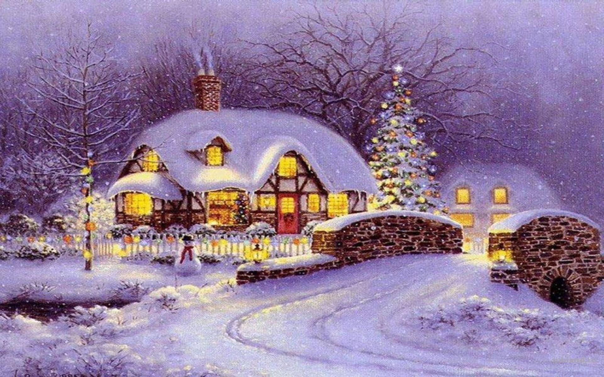 1920x1200 Snow house christmas wallpaperx1200