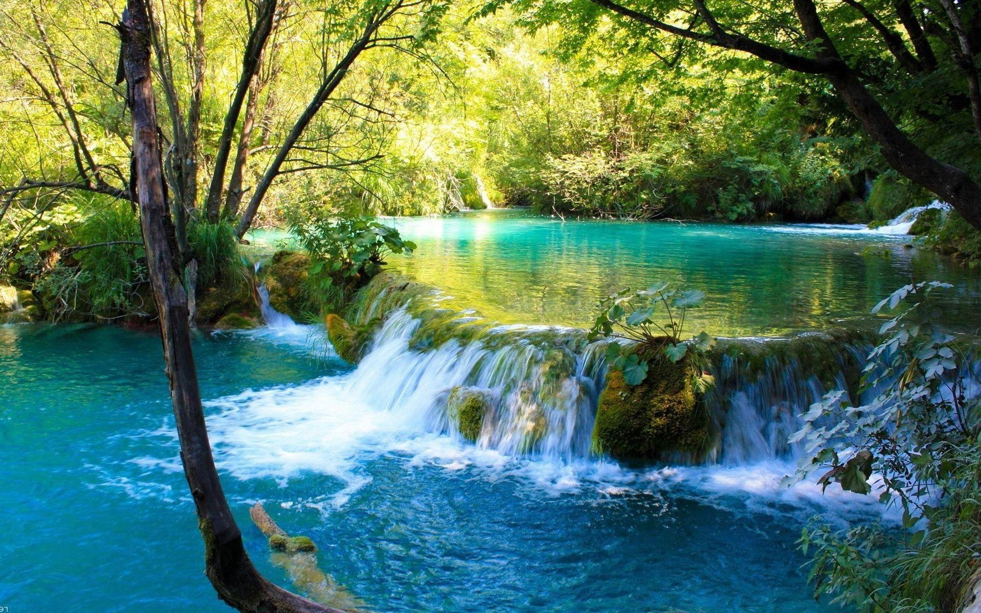 1920x1200 Waterfall In Plitvice Lakes National Park Natural Landscape Widescreen Wallpaper Preview